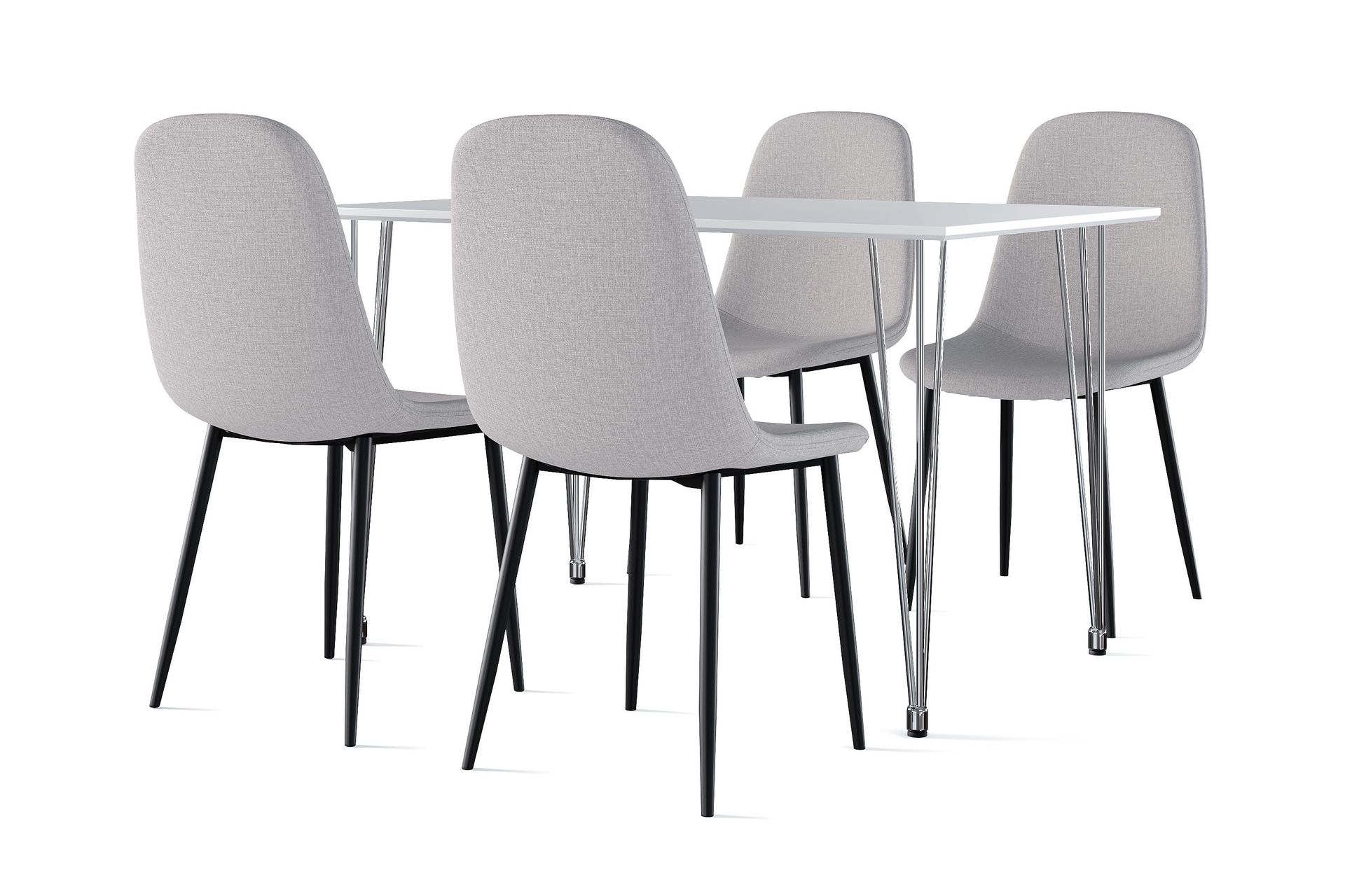 Kronblom Matbord 120 cm +  4 st Nibe stol grå med svarta ben - Vit/Grå