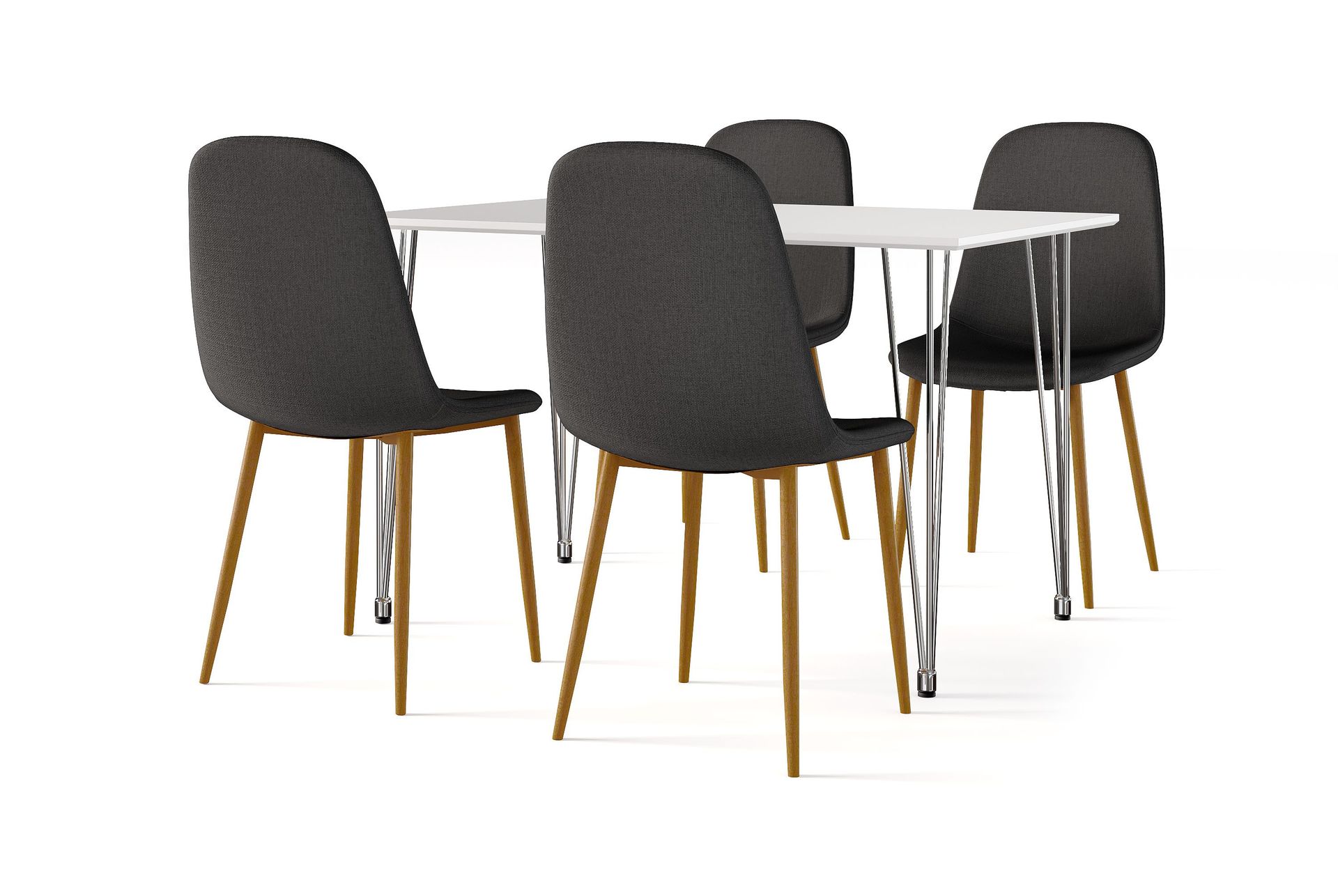 Kronblom Matbord 120 cm +  4 st Nibe stol svart med ek ben - Vit/Svart