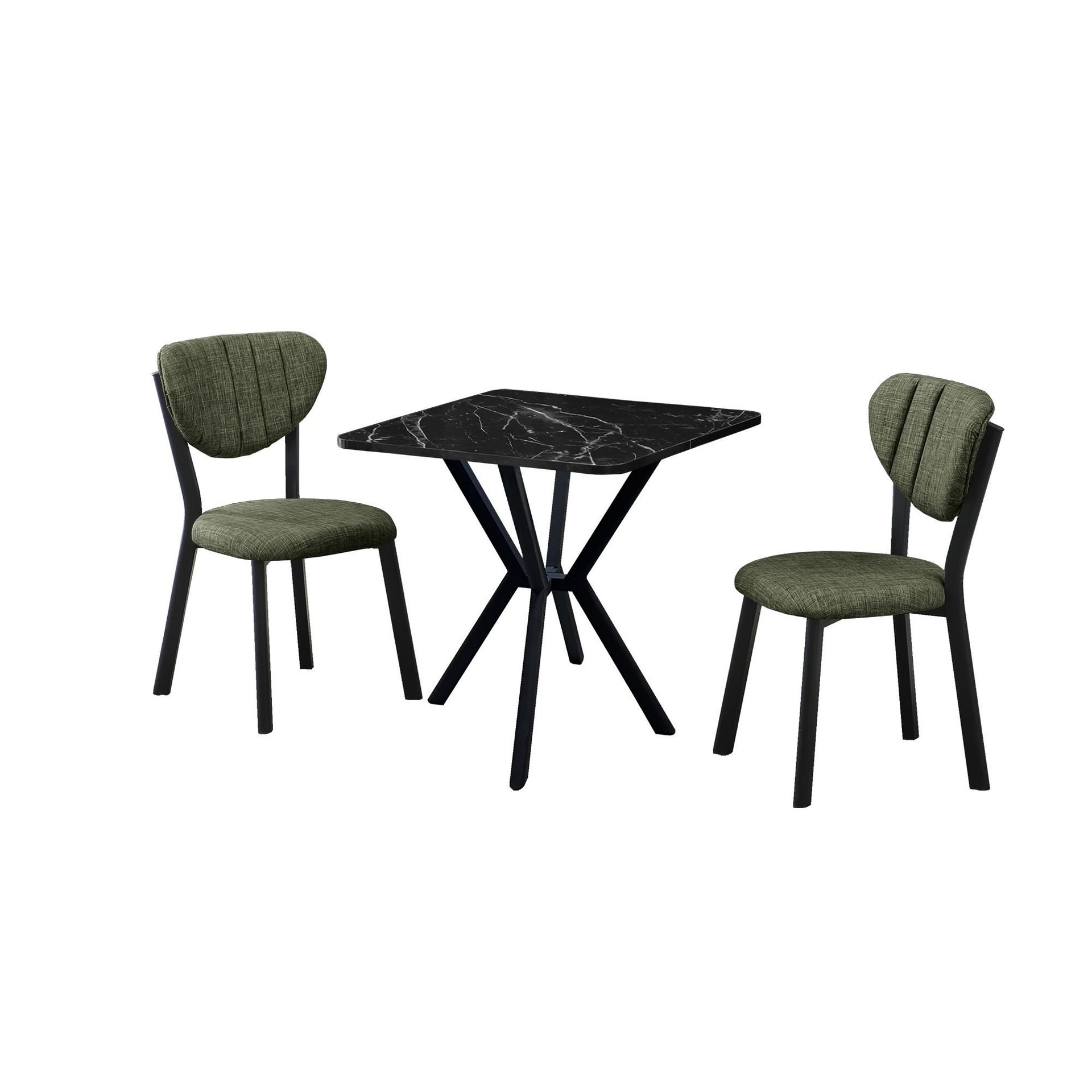 Krylor Matgrupp Bord 70 cm + 2 Stolar - Gr&ouml;n Svart