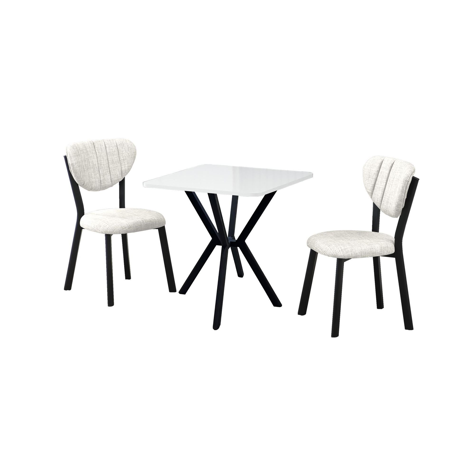 Krylor Matgrupp Bord 70 cm + 2 Stolar - Kr&auml;m Vit