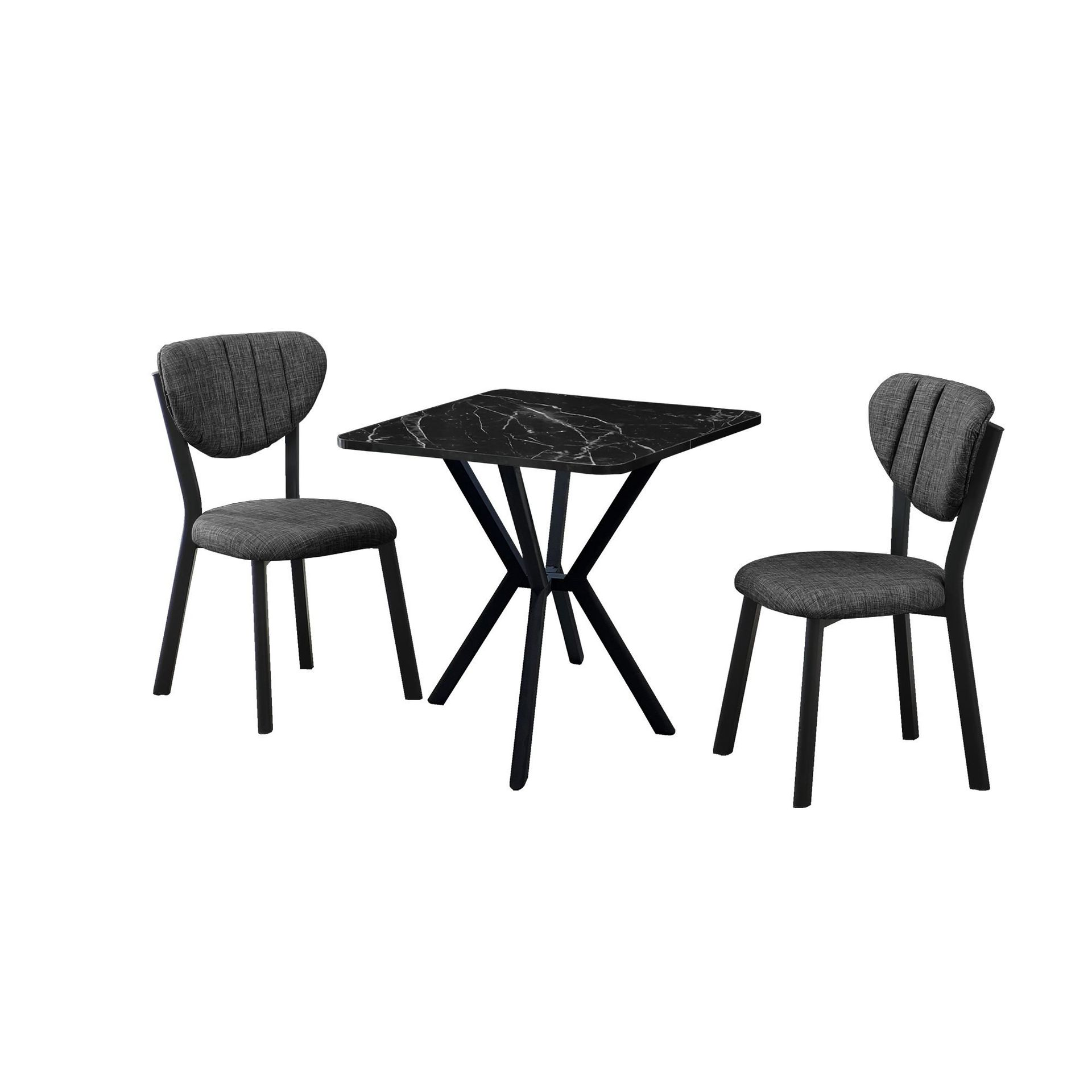 Krylor Matgrupp Bord 70 cm + 2 Stolar - Antracit/Svart