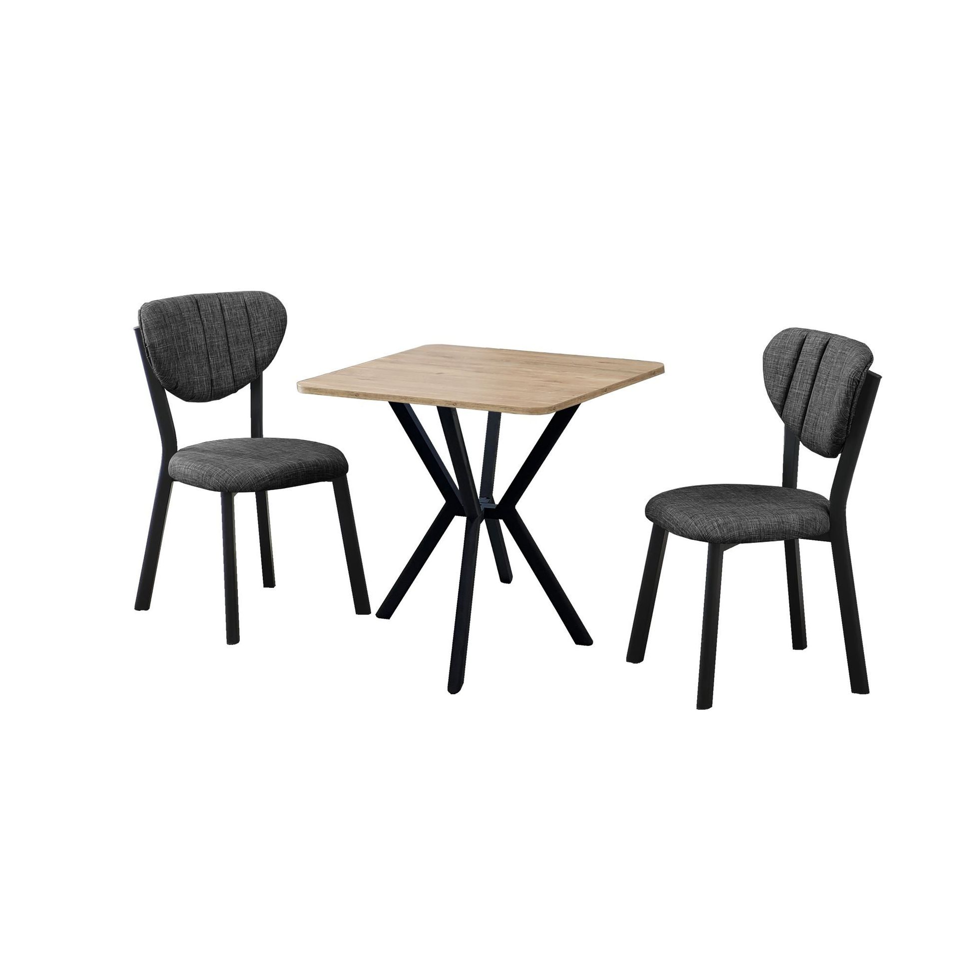 Krylor Matgrupp Bord 70 cm + 2 Stolar - Antracit/Valnöt