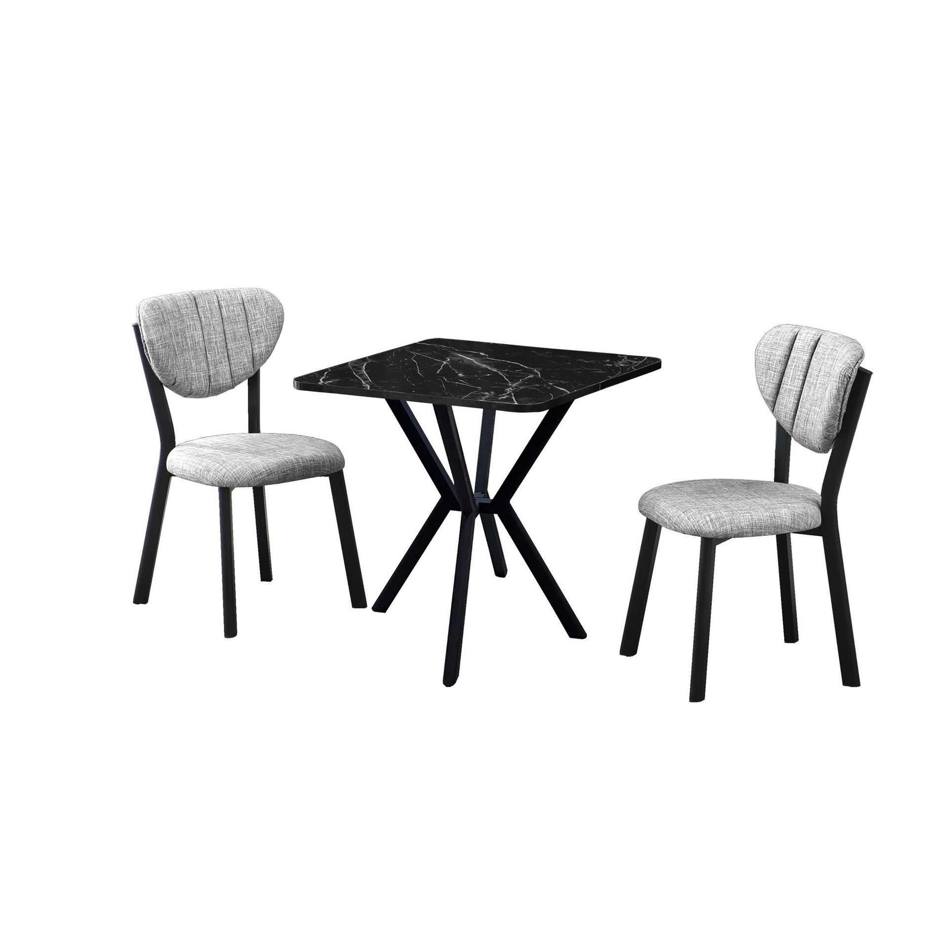 Krylor Matgrupp Bord 70 cm + 2 Stolar - Grå Svart