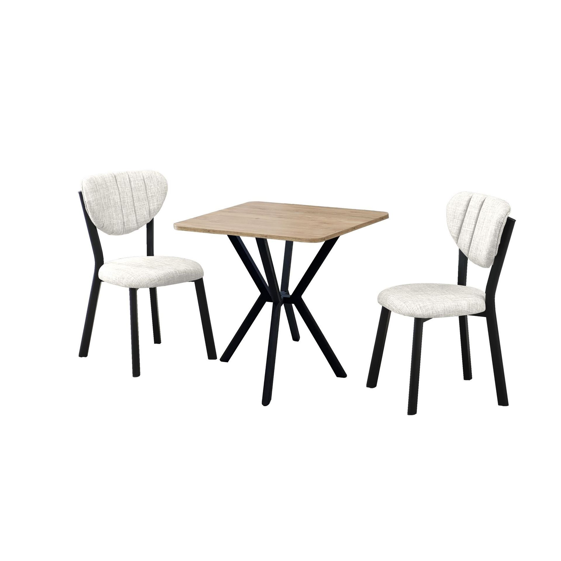 Krylor Matgrupp Bord 70 cm + 2 Stolar - Kräm Valnöt