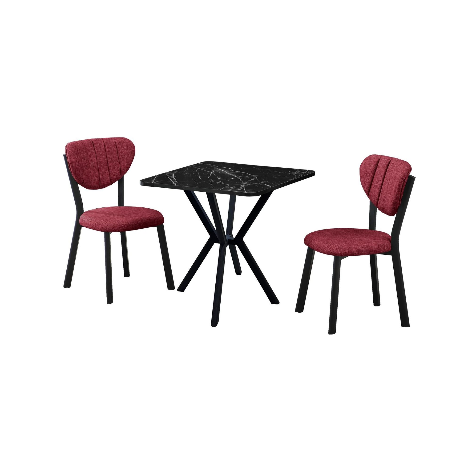 Krylor Matgrupp Bord 70 cm + 2 Stolar - Vinr&ouml;d Svart