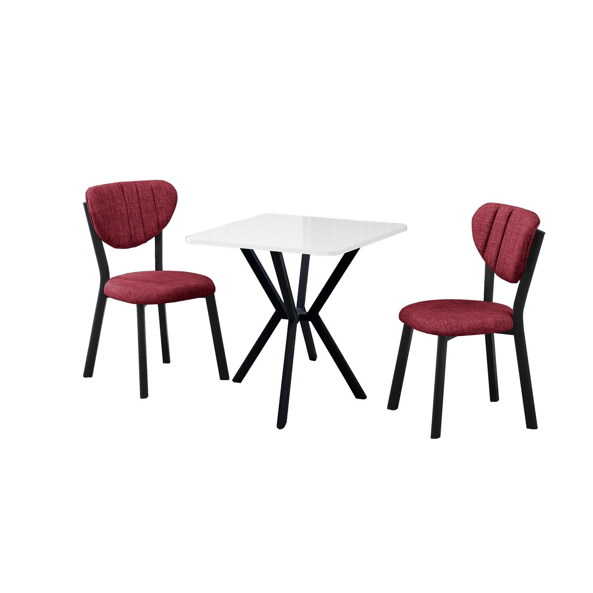Krylor Matgrupp Bord 70 cm + 2 Stolar - Vinröd Vit