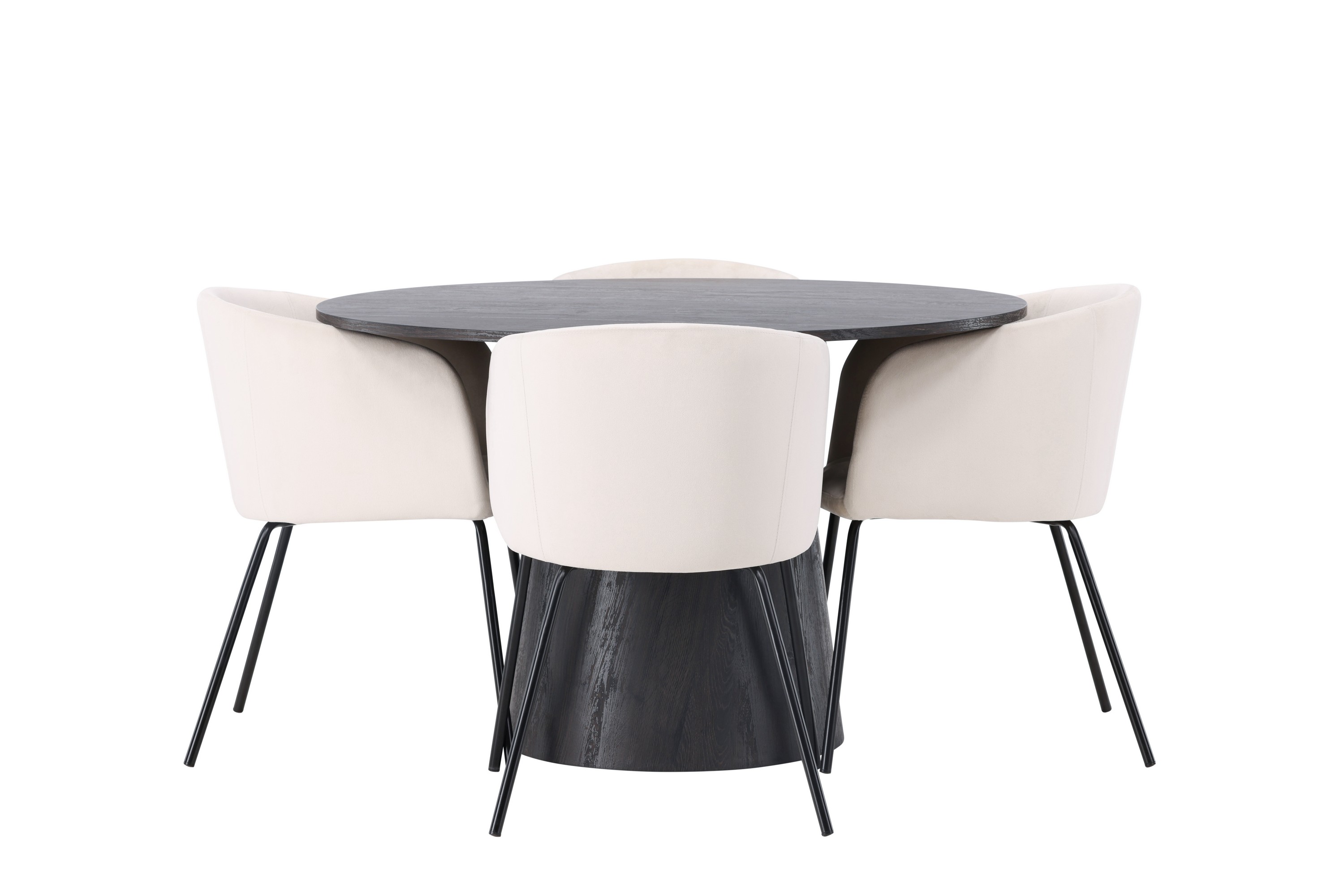 Lanzo Matgrupp 120 cm Rund med 4 Berit stolar Beige