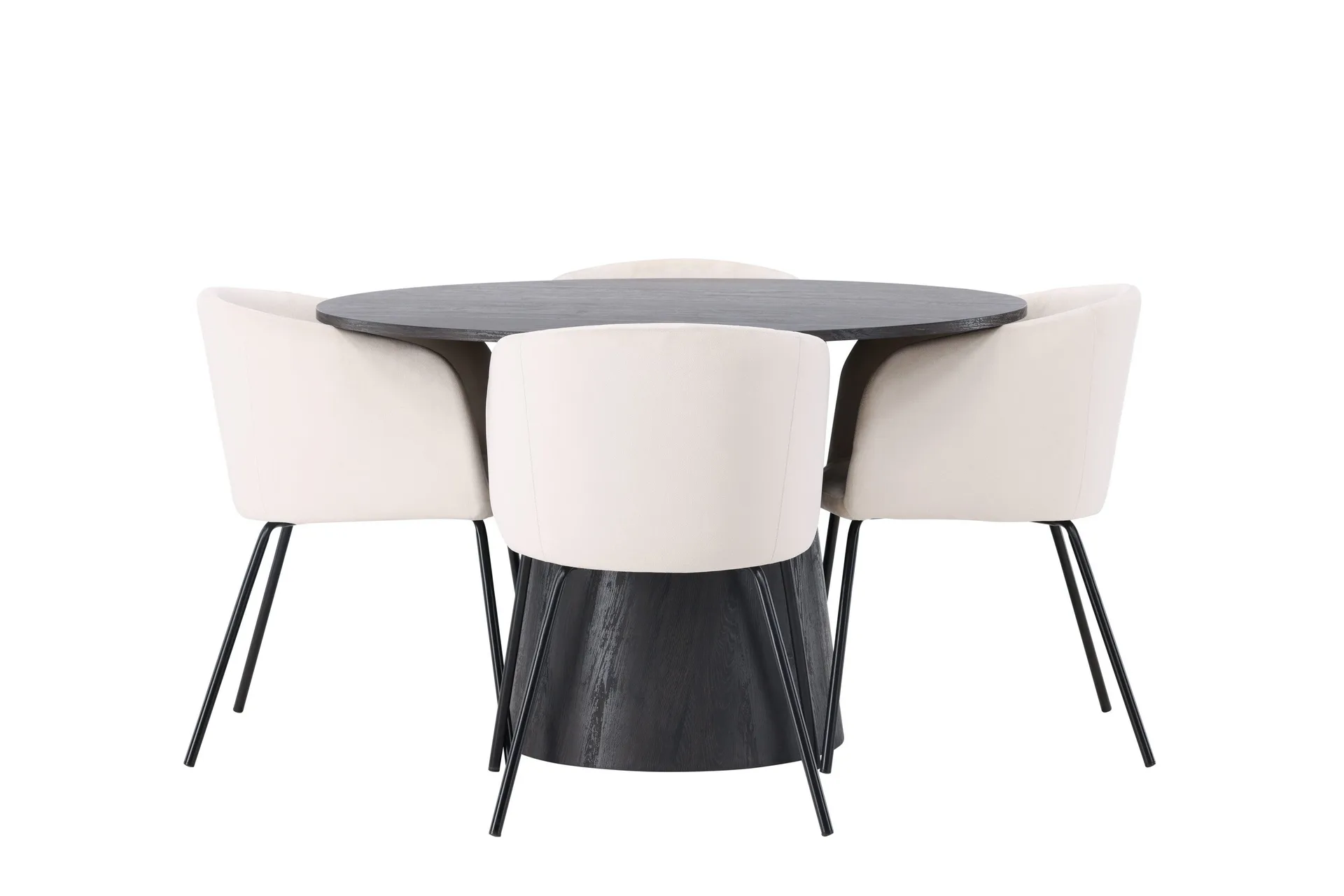 Lanzo Matgrupp 120 cm Rund med 4 Berit stolar - Beige