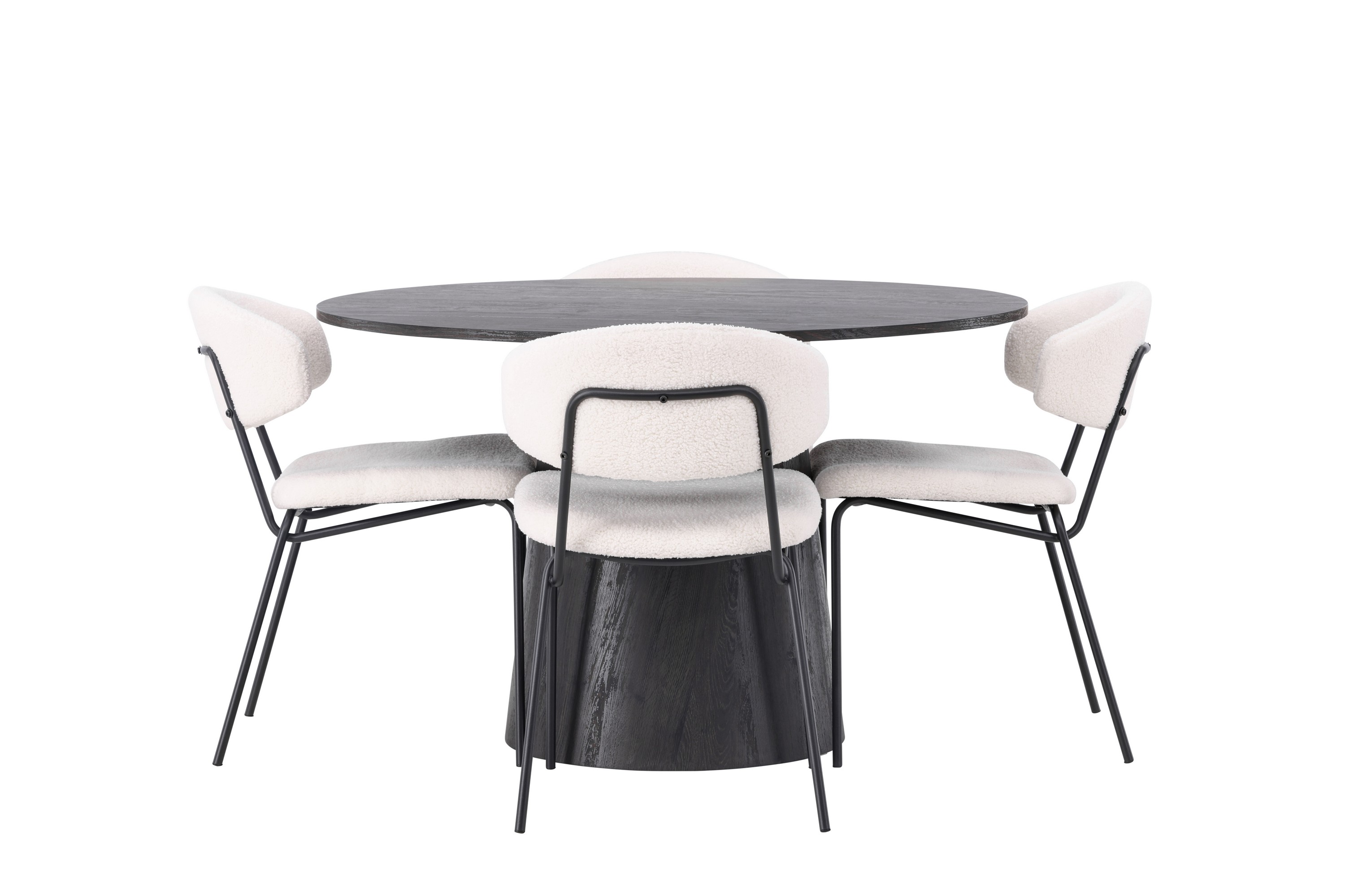 Lanzo Matgrupp 120 cm Rund med 4 Chico Stolar Mocca
