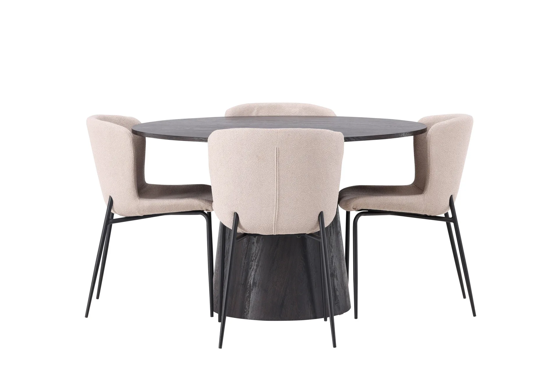 Lanzo Matgrupp 120 cm Rund med 4 Modesto stolar - Beige