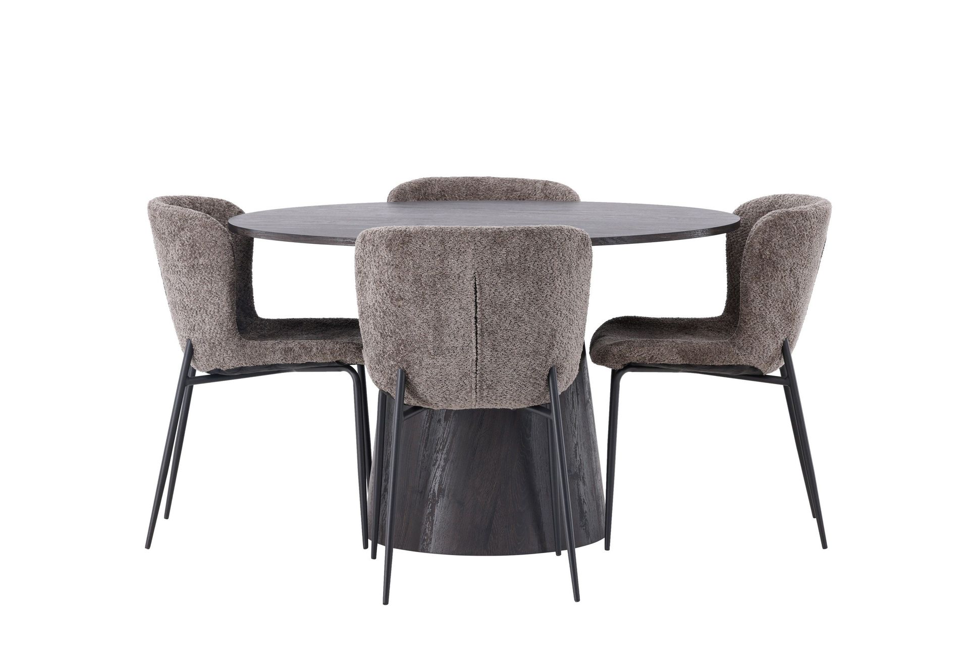 lanzo matgrupp 120 cm rund med 4 modesto stolar - svart