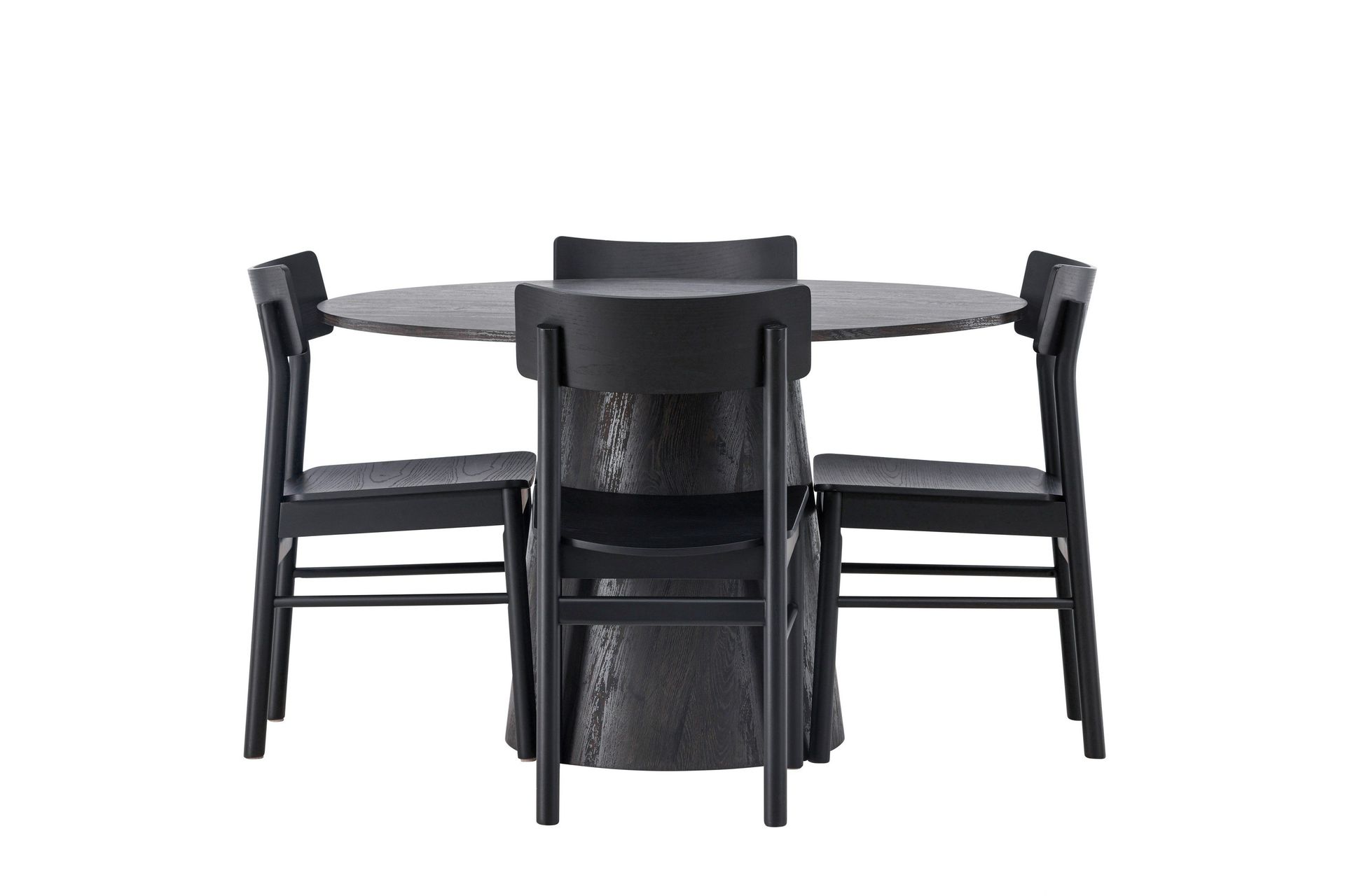 lanzo matgrupp 120 cm rund med 4 montros stolar - svart