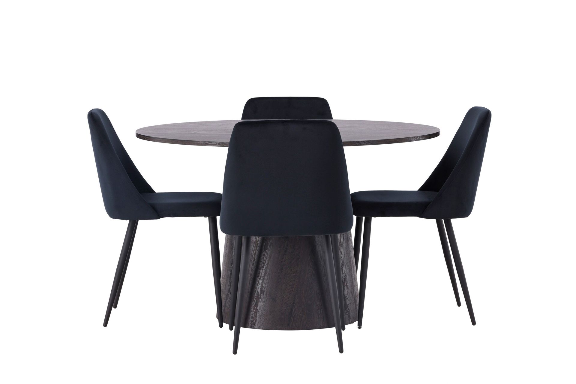 lanzo matgrupp 120 cm rund med 4 night stolar - svart