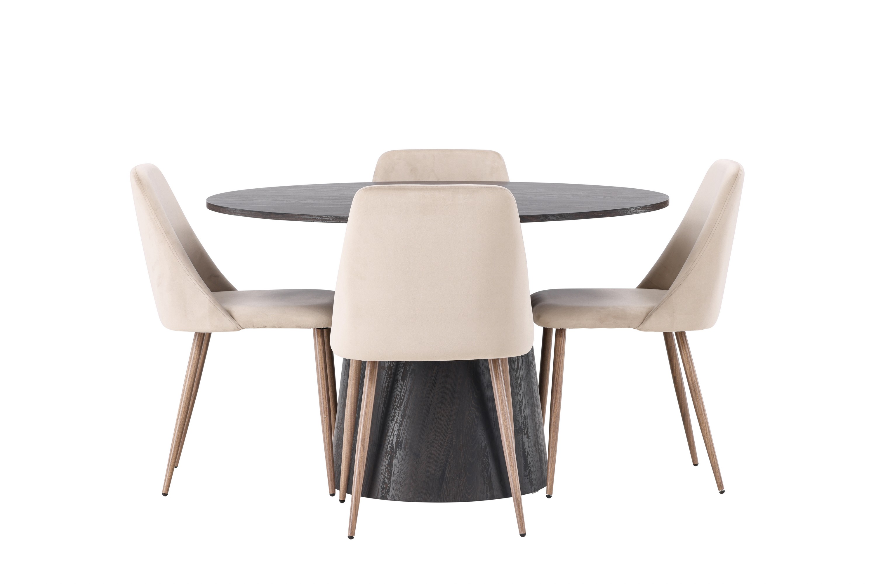 lanzo matgrupp 120 cm rund med 4 night stolar - svart