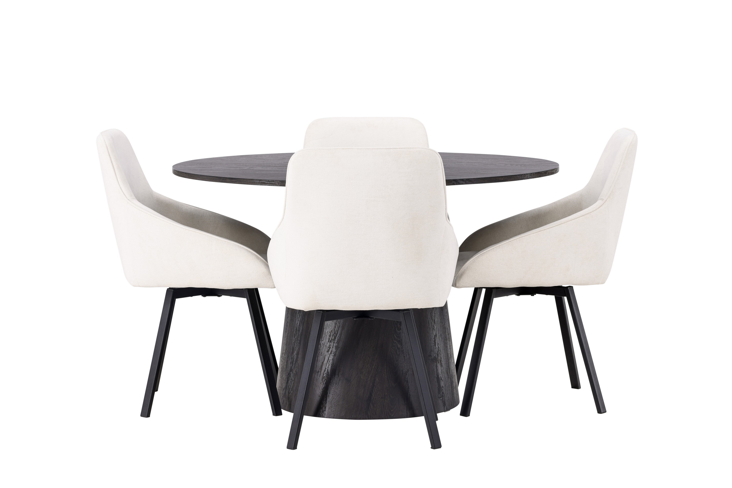 Lanzo Matgrupp 120 cm Rund med 4 Rosie stolar Beige
