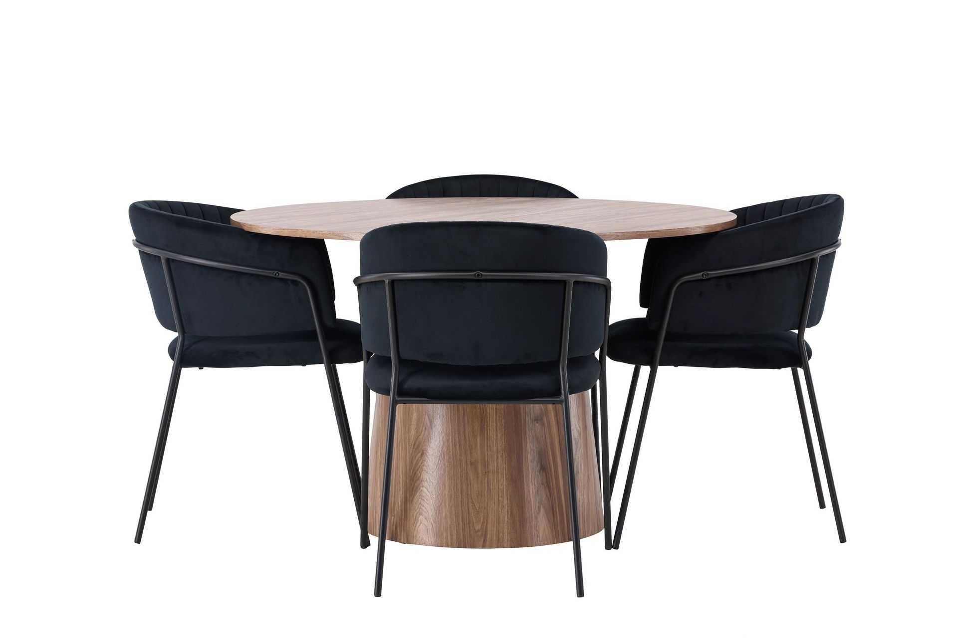 Lanzo Matgrupp 120 cm Rund med 4 Selma Stolar - Natur