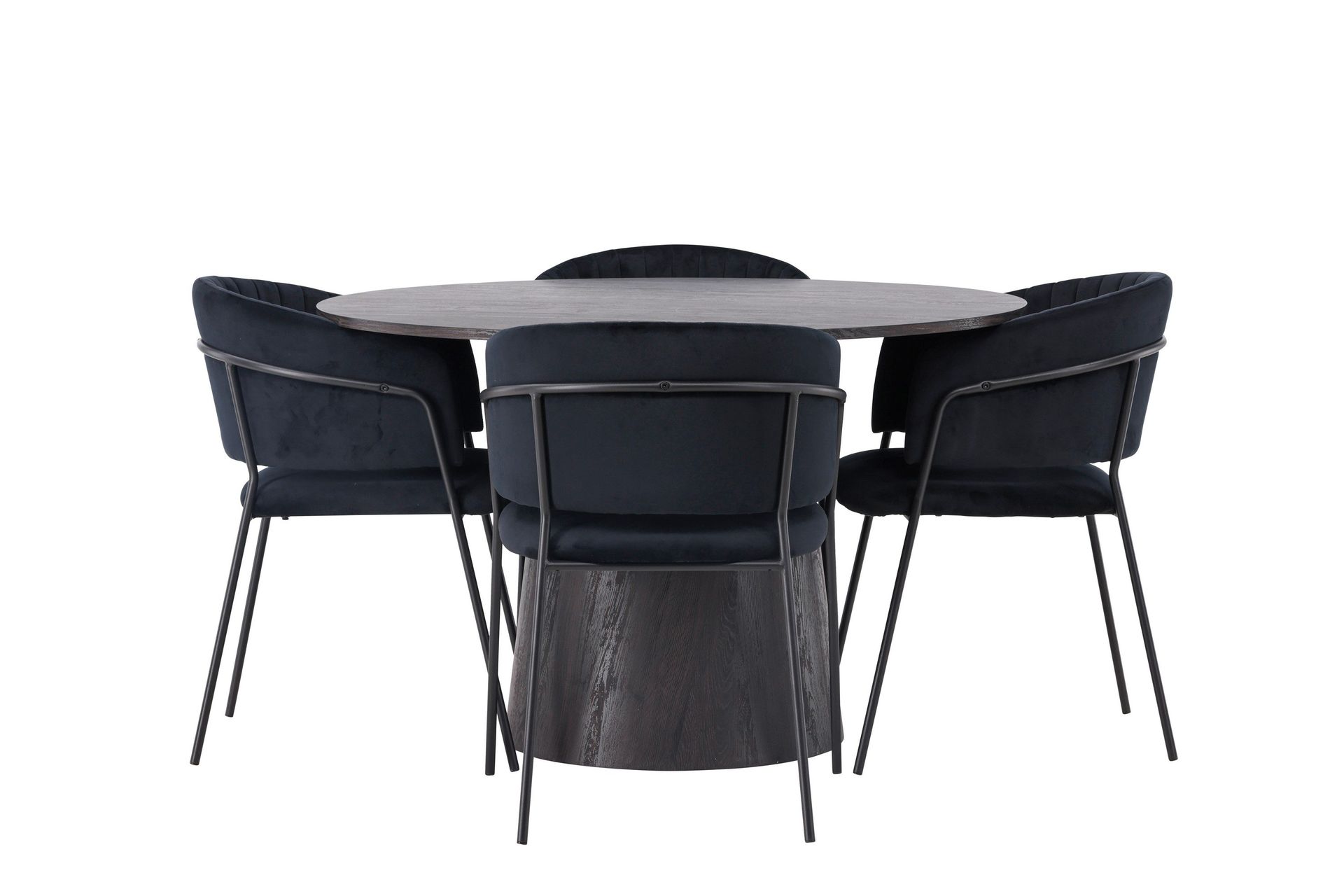 Lanzo Matgrupp 120 cm Rund med 4 Selma Stolar - Svart