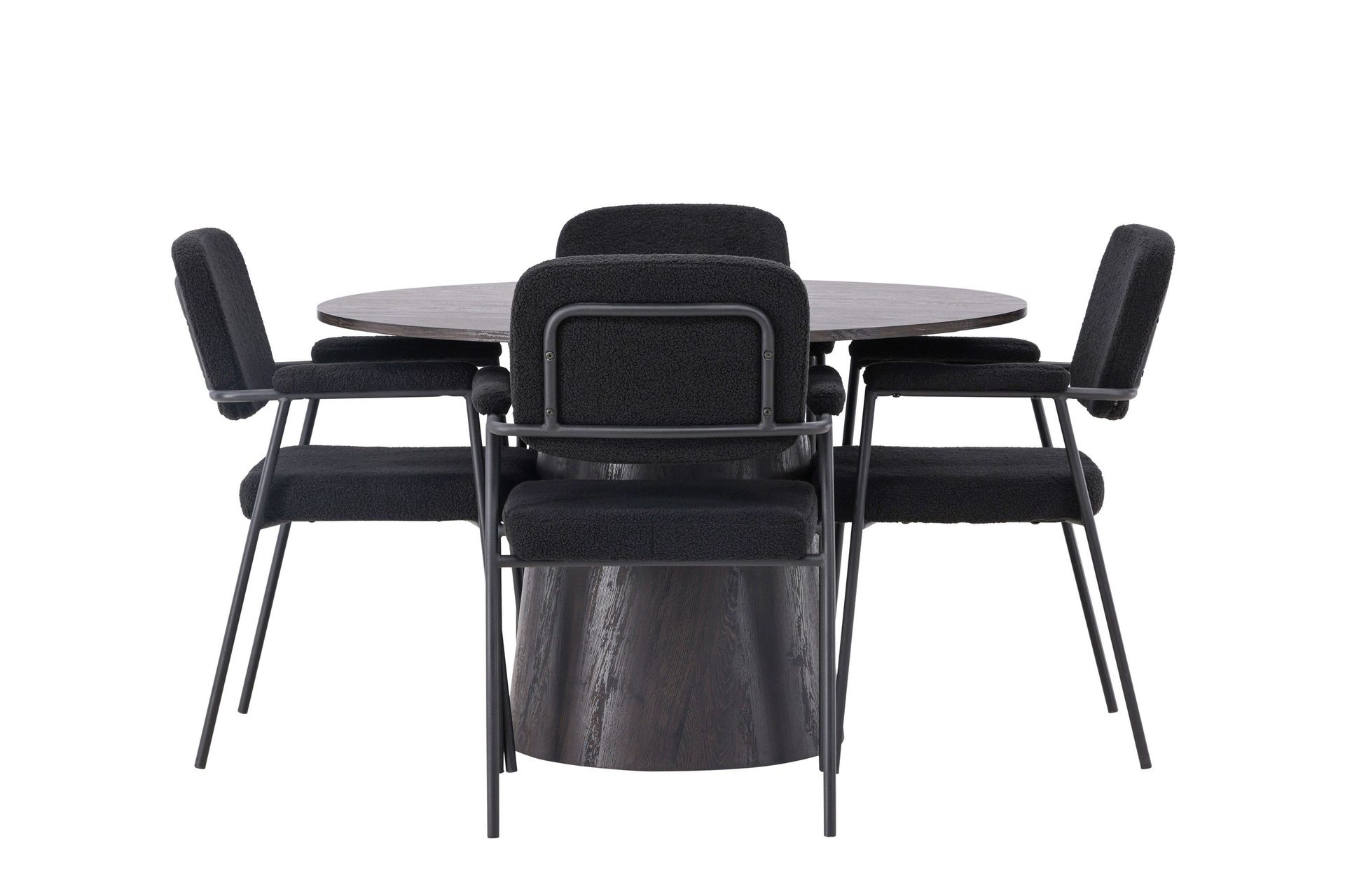 Lanzo Matgrupp 120 cm Rund med 4 Yesterday stolar - Svart