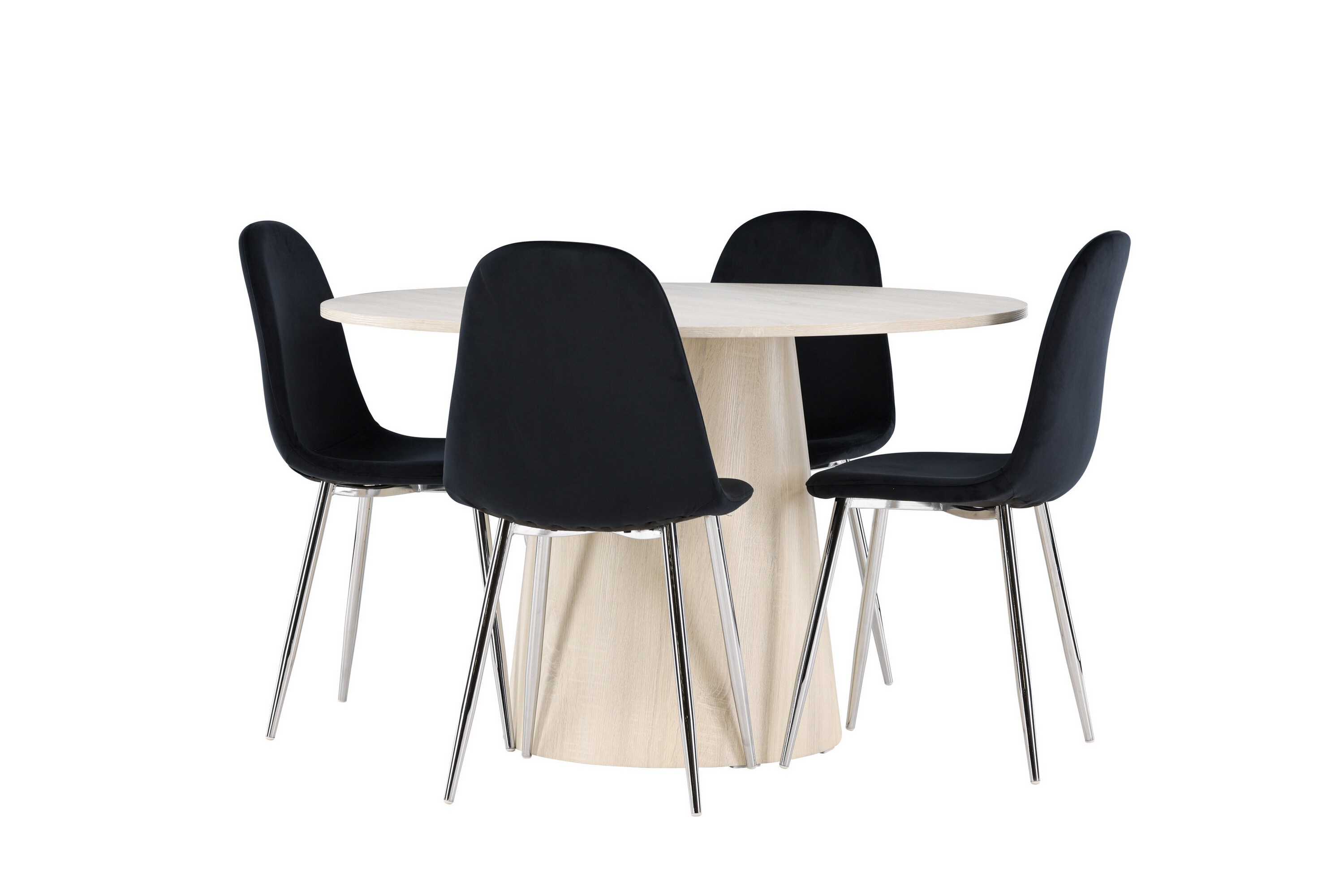 lanzo matgrupp 120 cm rund med 4 polar stolar - whitewash/svart