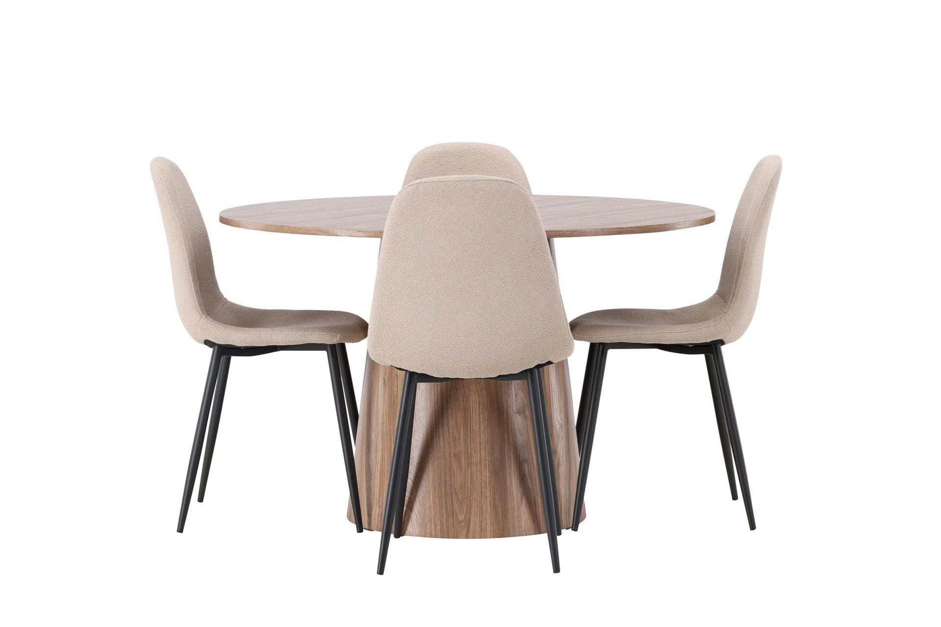 lanzo matgrupp 120 cm rund med 4 polar stolar - natur