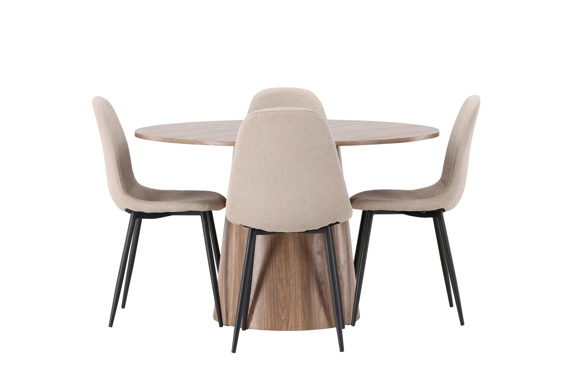 Lanzo Matgrupp 120 cm Rund med 4 Polar Stolar - Natur