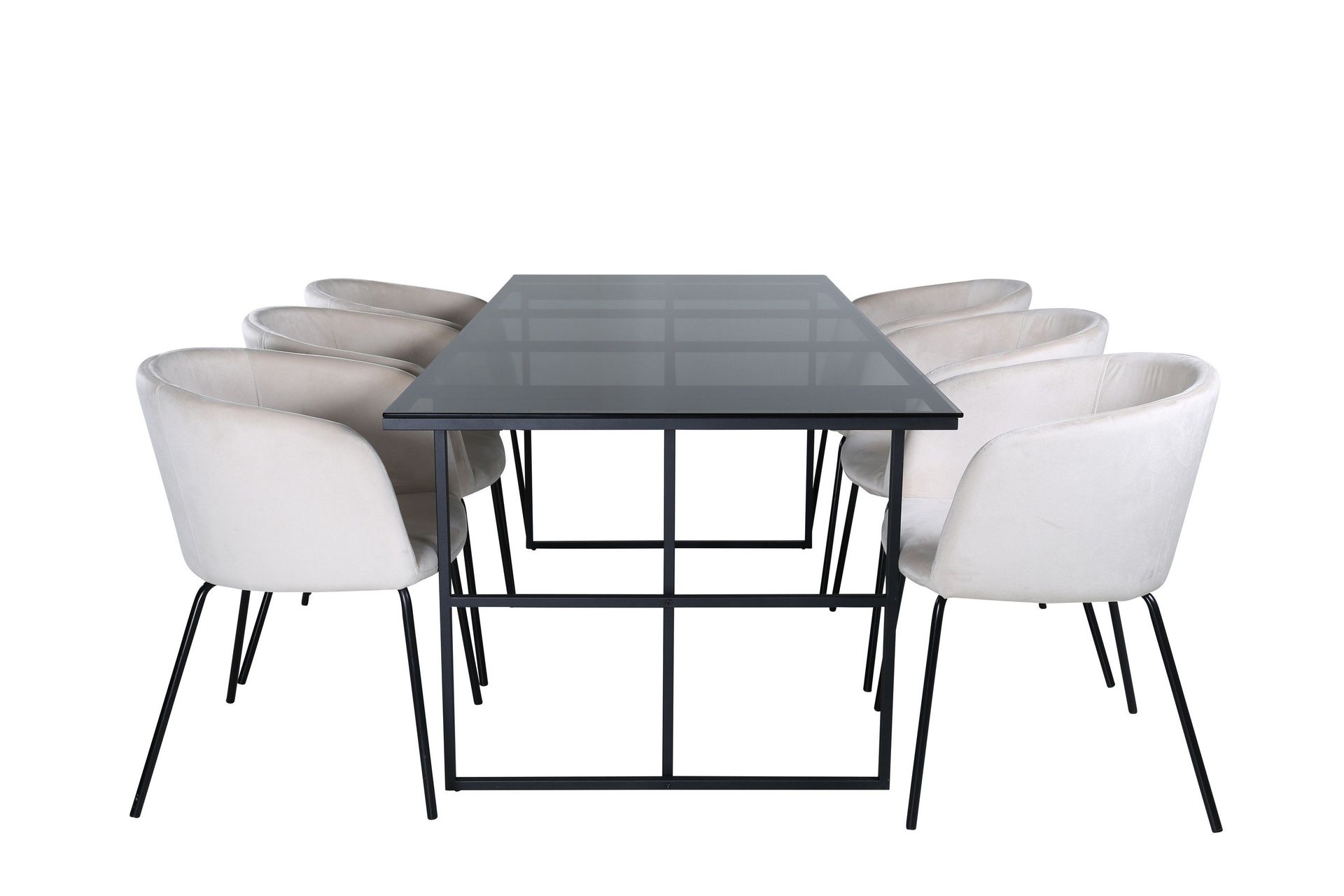 leif matgrupp 200 cm rektangulär med 6 berit stolar - beige