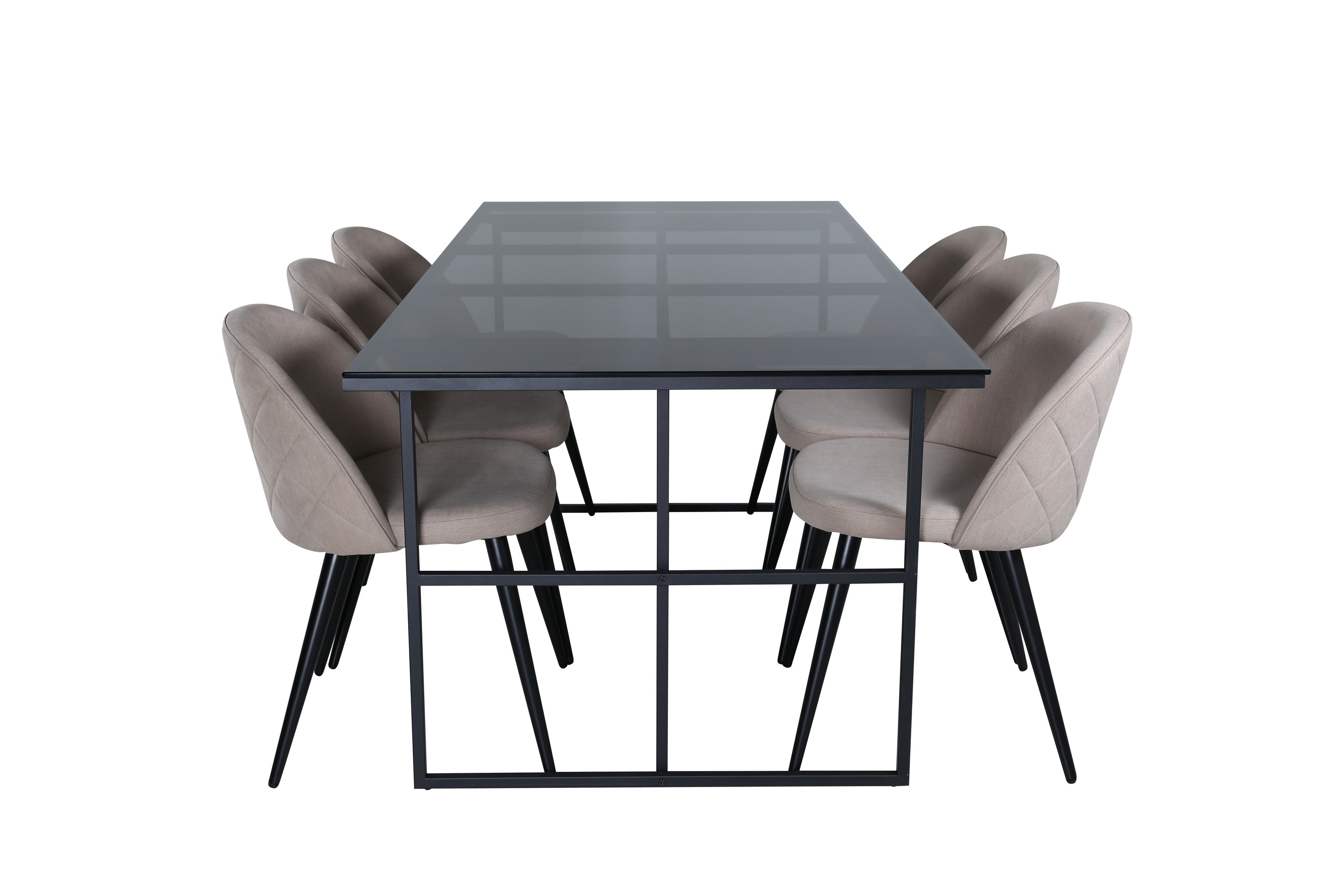 Leif Matgrupp 200 cm Rektangulär med 6 Velvet stolar Beige