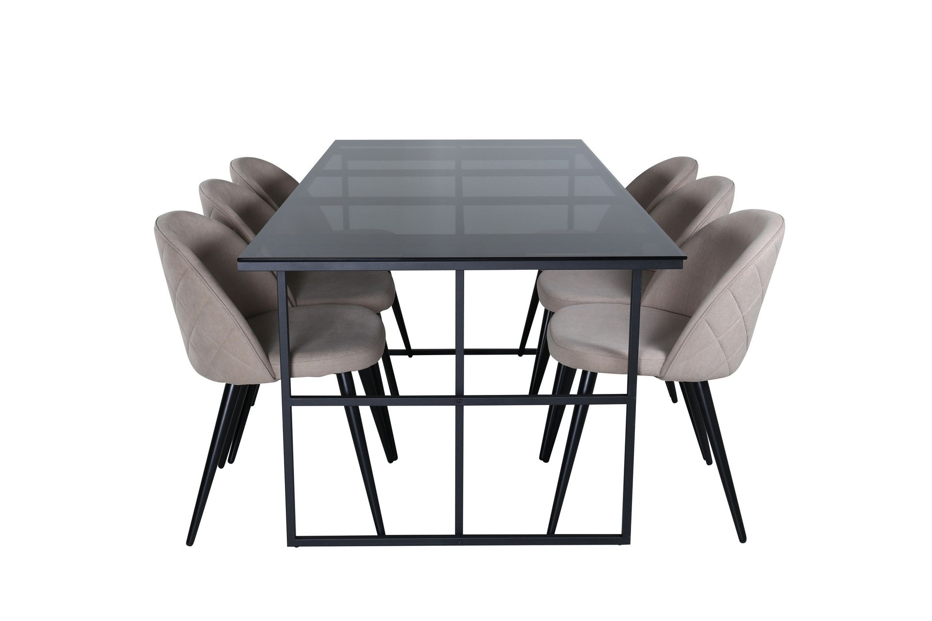 leif matgrupp 200 cm rektangulär med 6 velvet stolar - beige