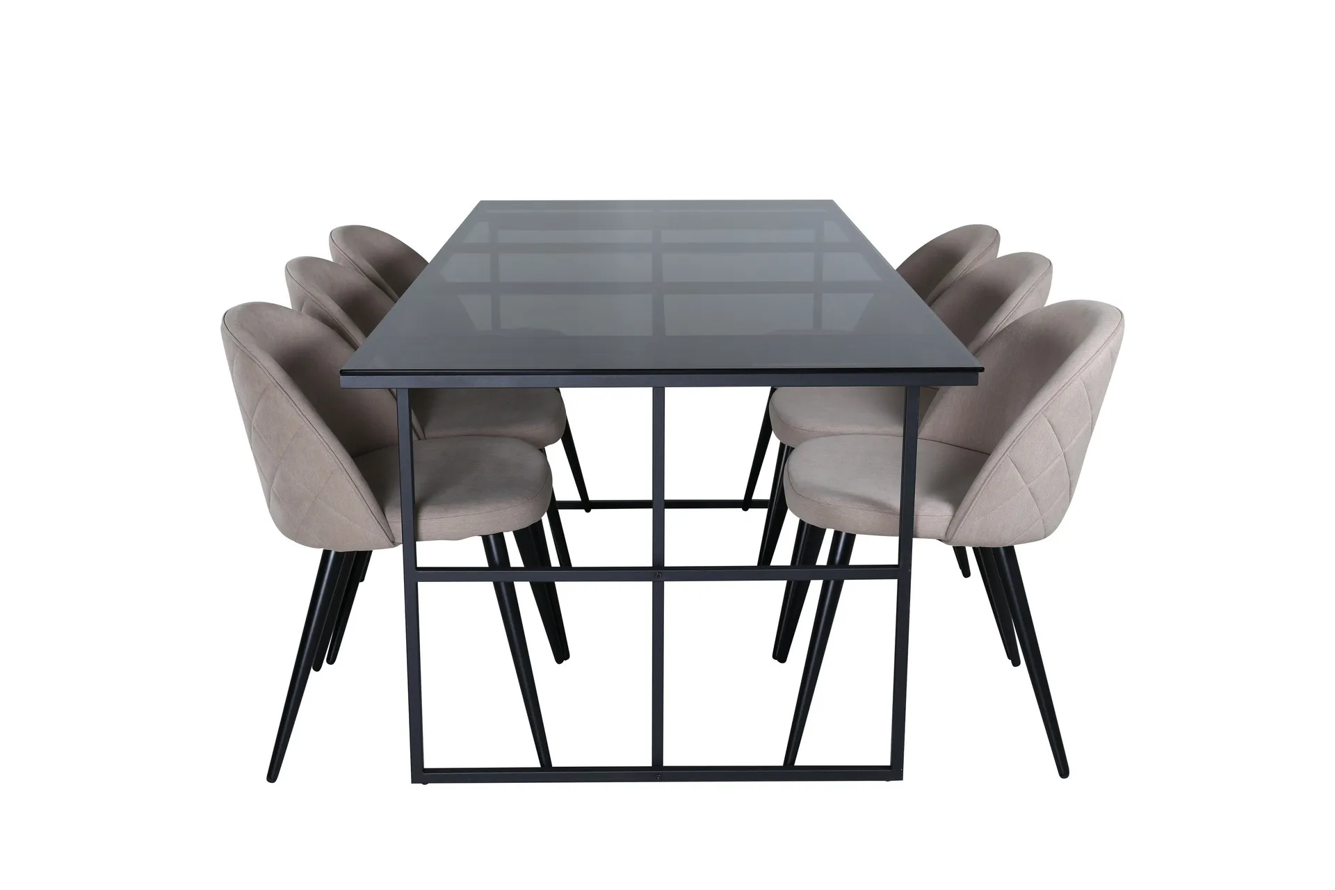 Leif Matgrupp 200 cm Rektangul&auml;r med 6 Velvet stolar - Beige