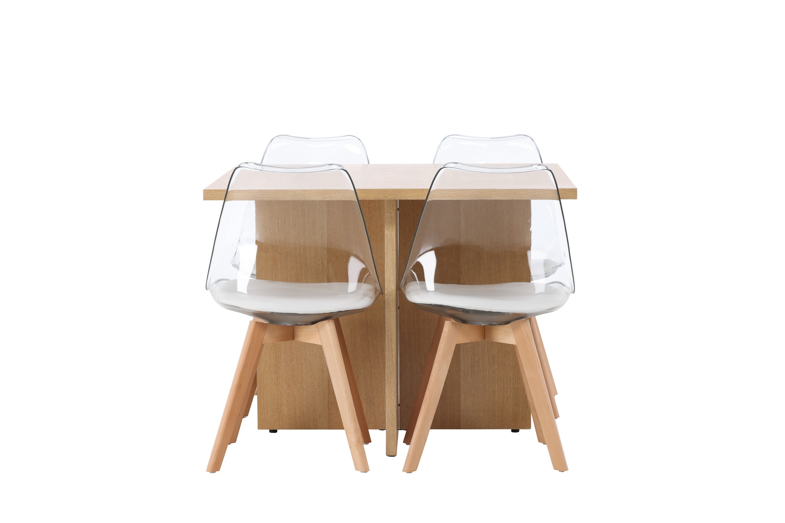 leo matgrupp 100 cm rektangulär med 4 edvin stolar - natur