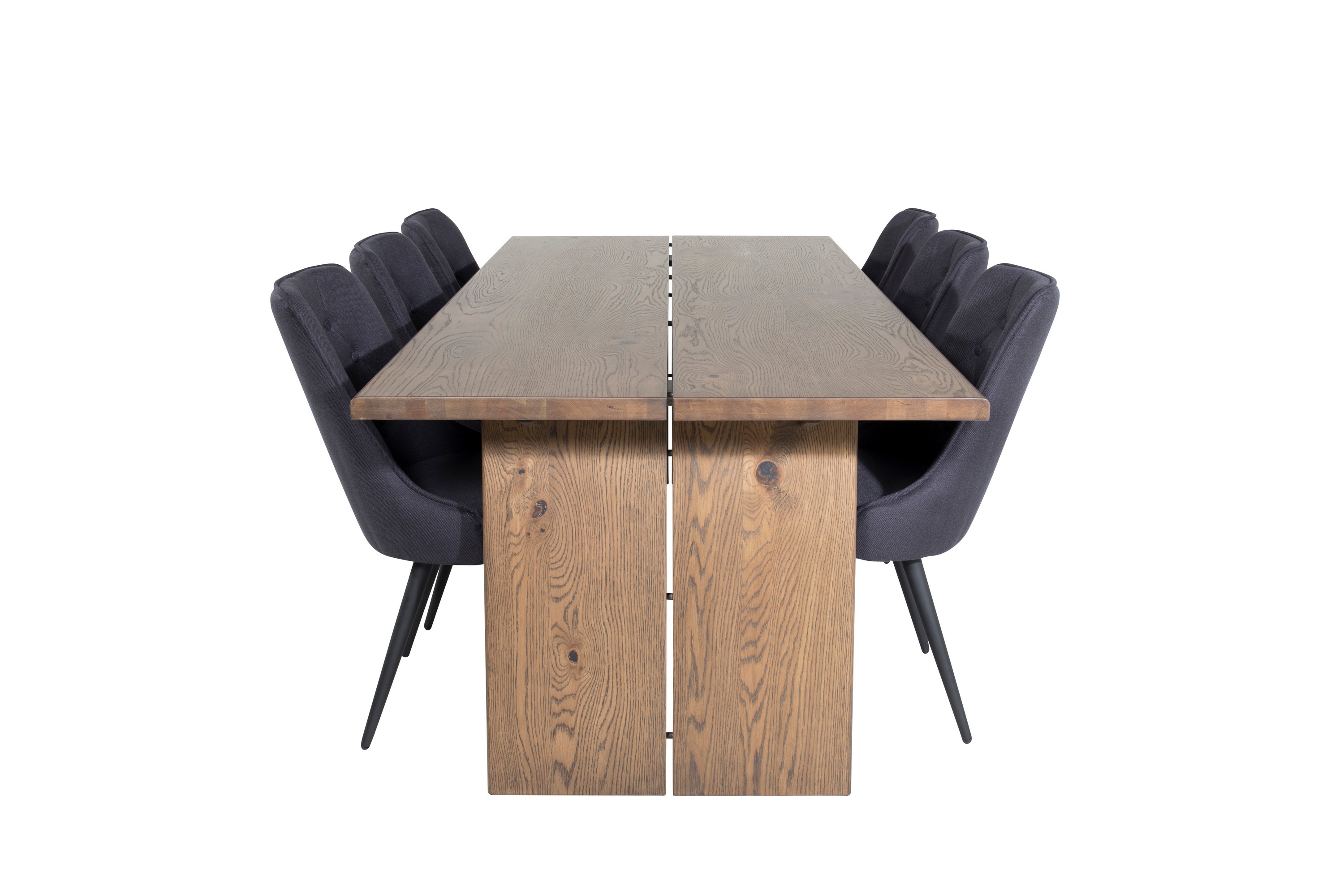 Logger Matgrupp 210 cm Rektangulär med 6 Velvet Deluxe Stolar Svart