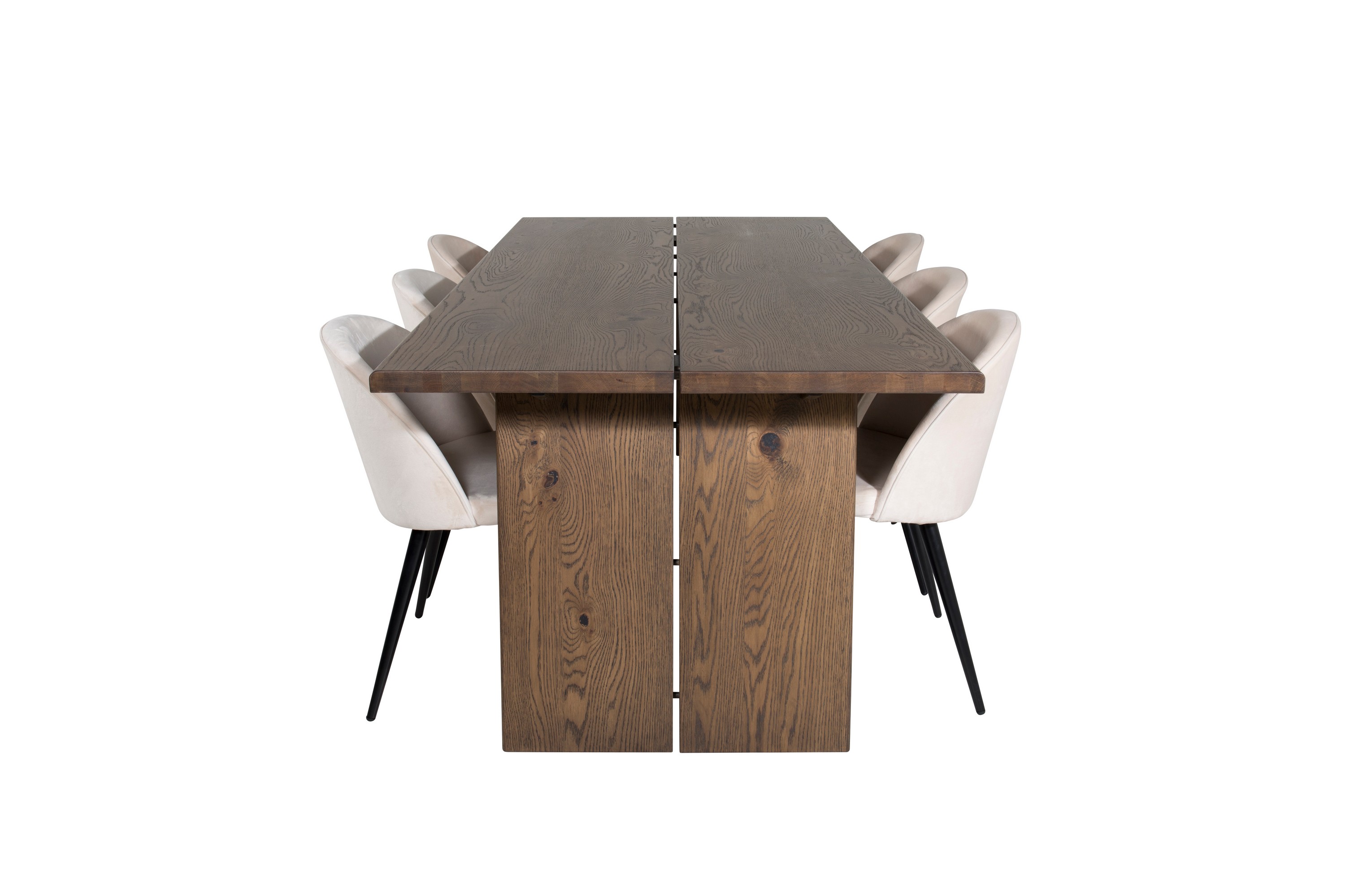 Logger Matgrupp 210 cm Rektangulär med 6 Velvet Stolar Beige