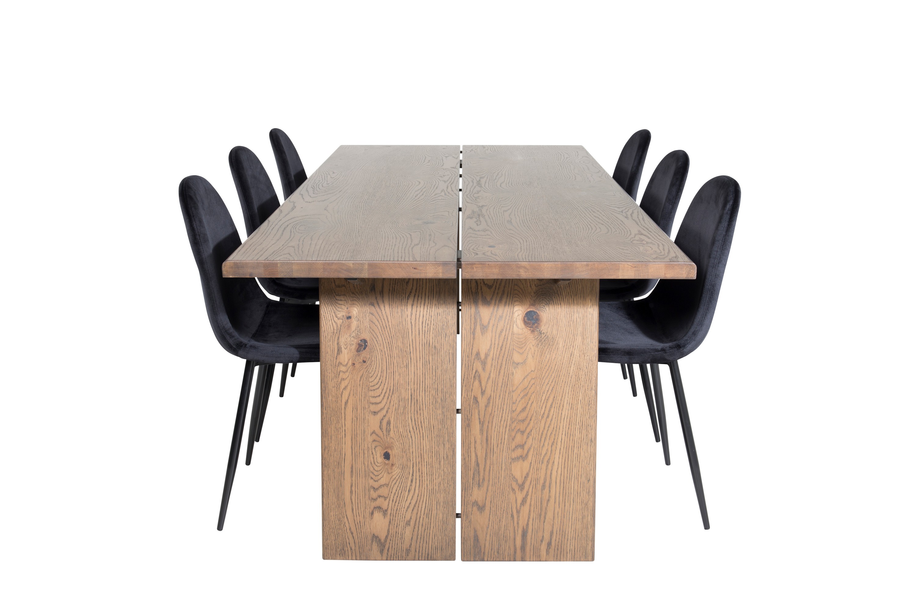 logger matgrupp 210 cm rektangulär med 6 polar stolar - svart