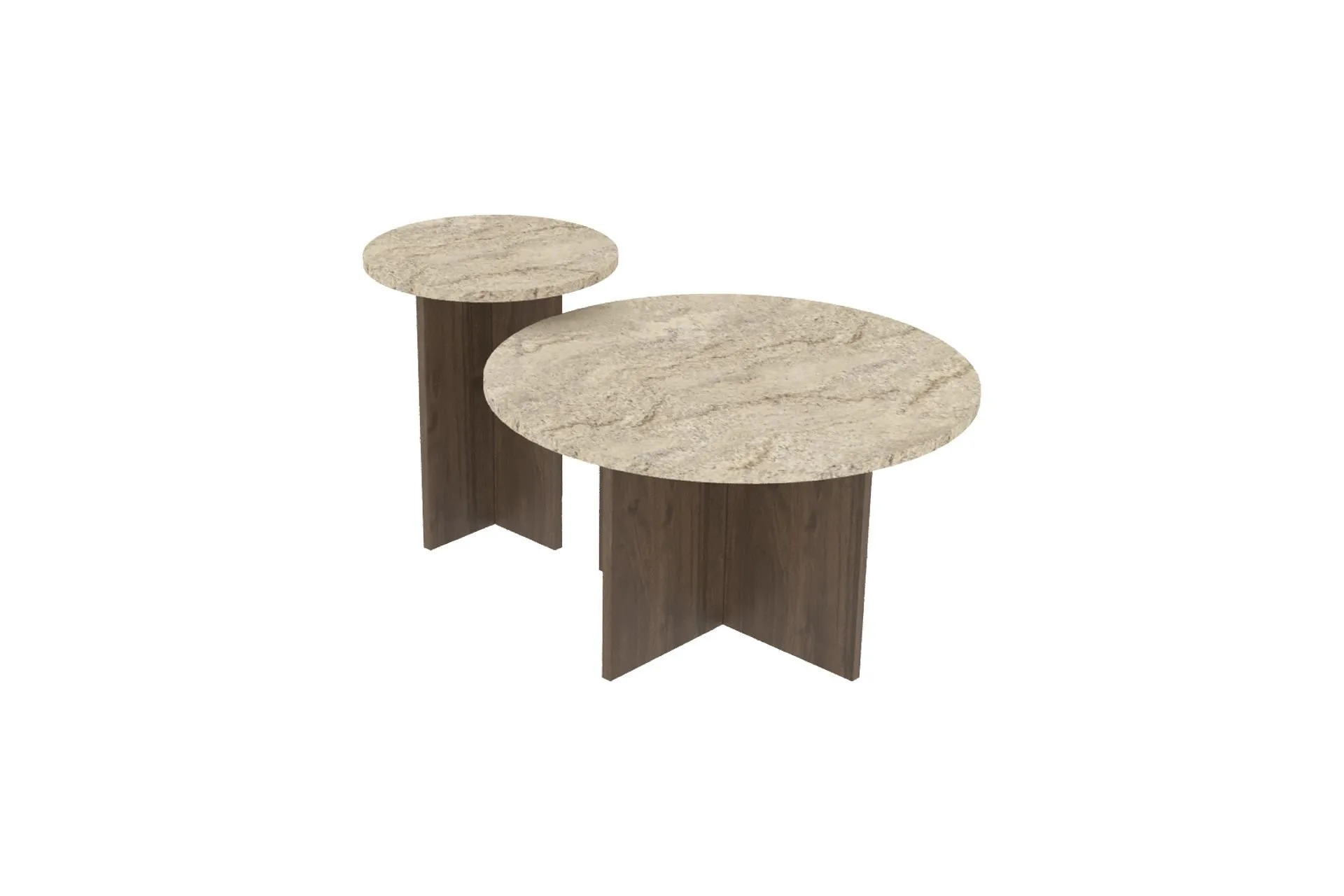 Lorricus Soffbord 70 cm Rund - Travertin Och Valnöt