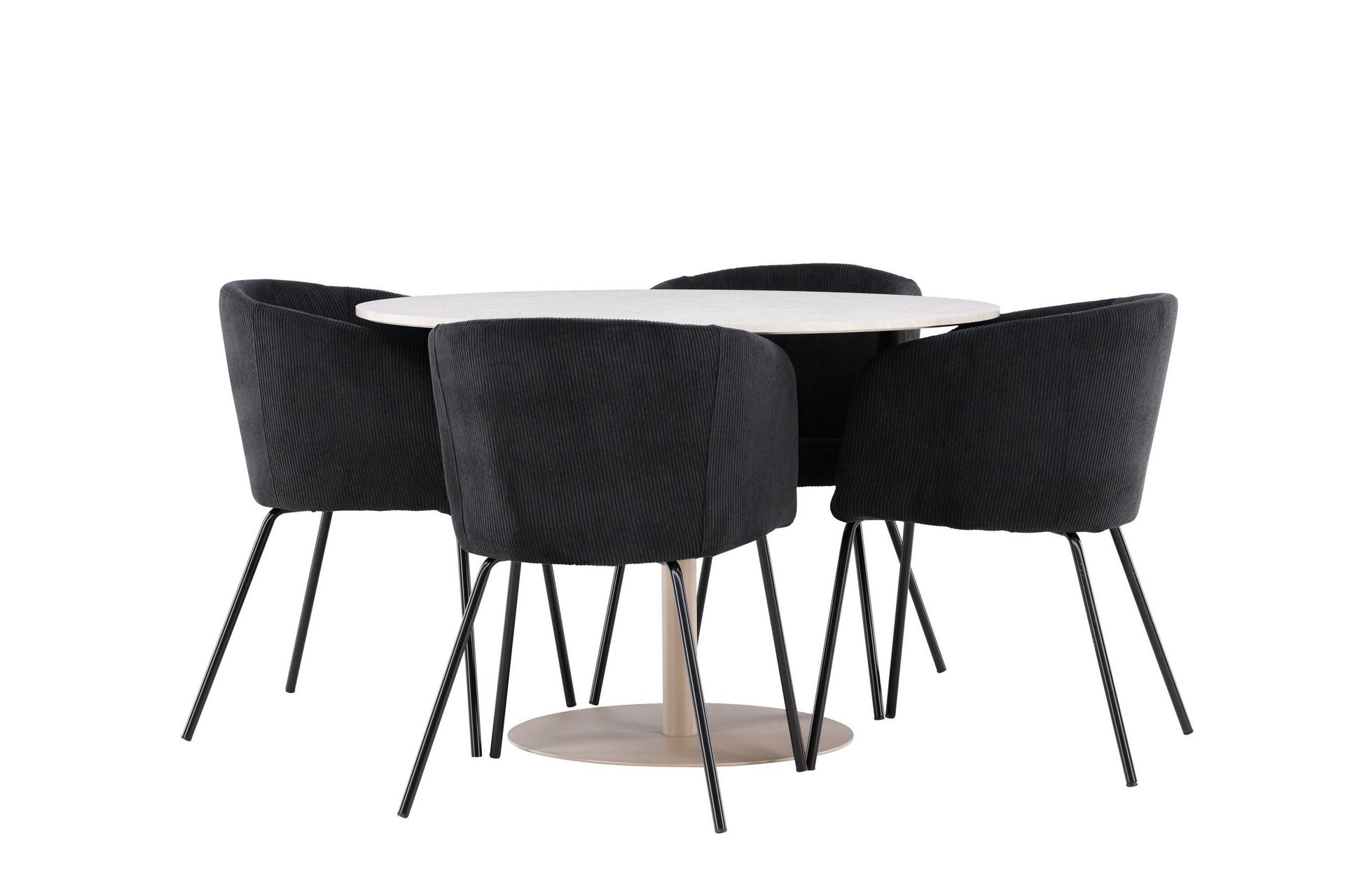Lycke Matgrupp 110 cm Rund med 4 Berit stolar - Beige/Svart