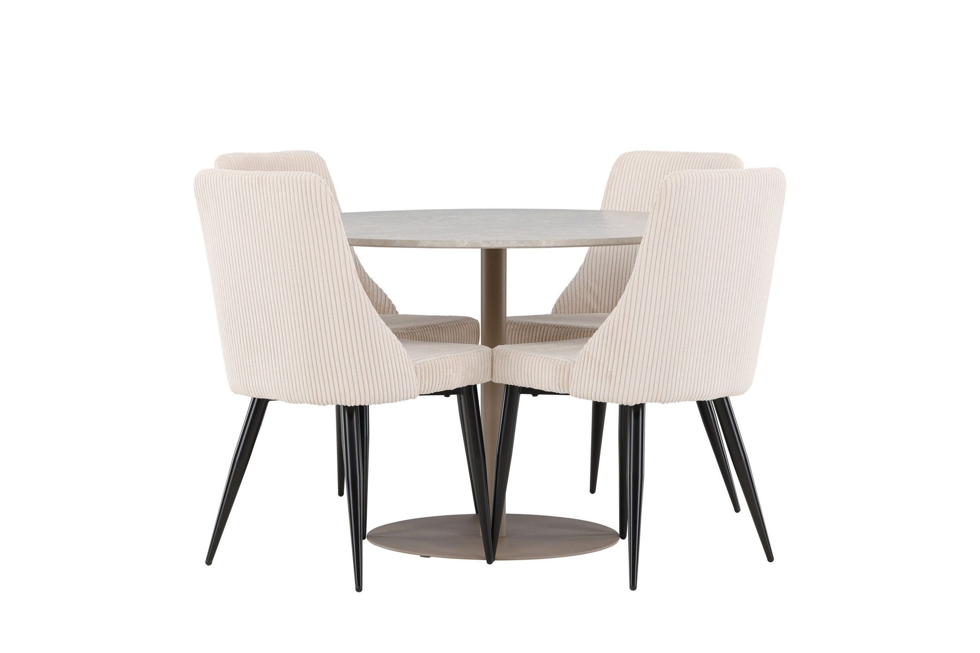lycke matgrupp 110 cm rund med 4 leone stolar - beige/beige