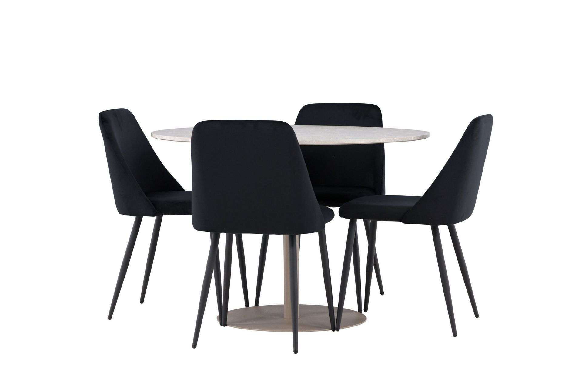 Lycke Matgrupp 110 cm Rund med 4 Night stolar - Beige/Svart