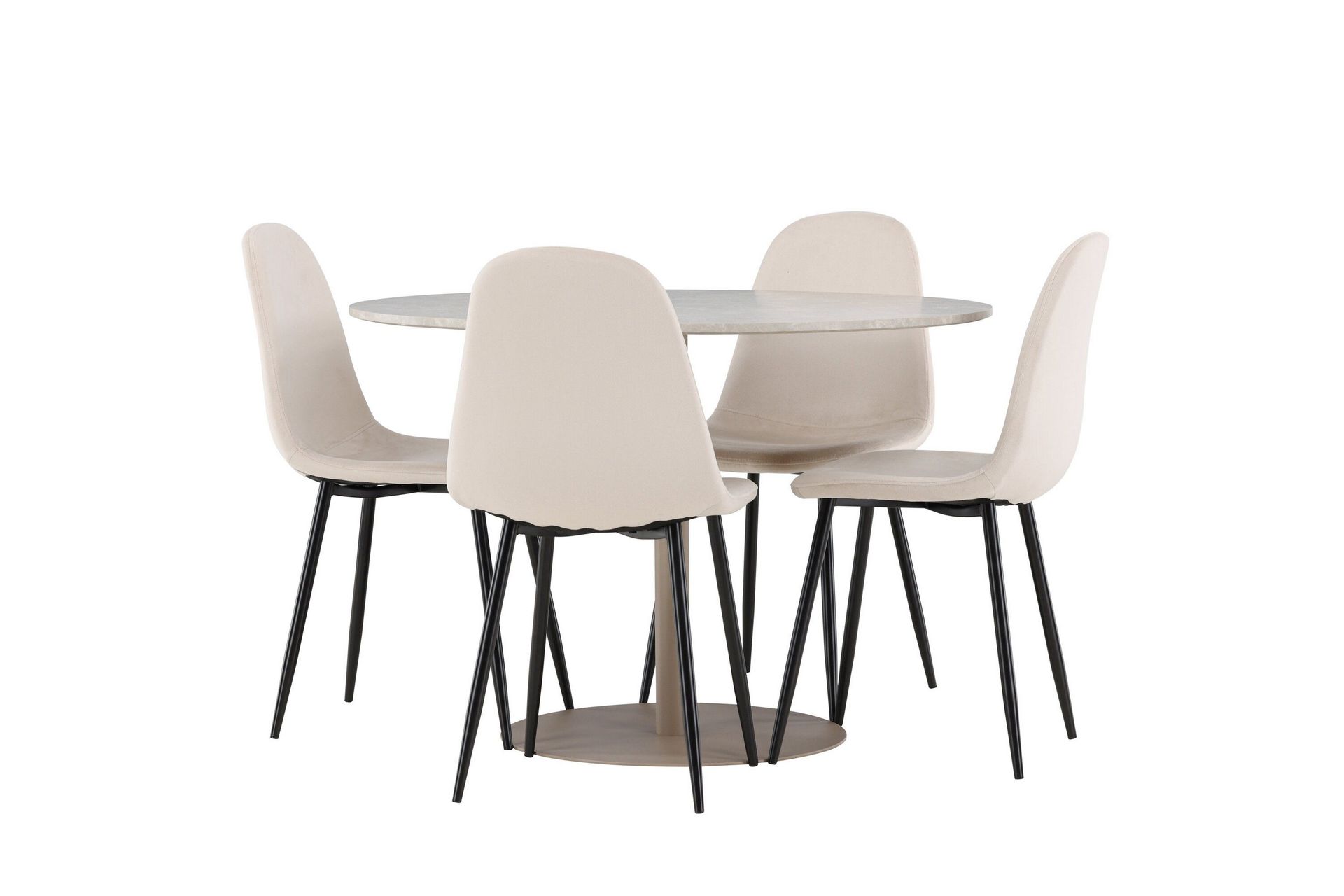 Lycke Matgrupp 110 cm Rund med 4 Polar stolar - Beige/Beige