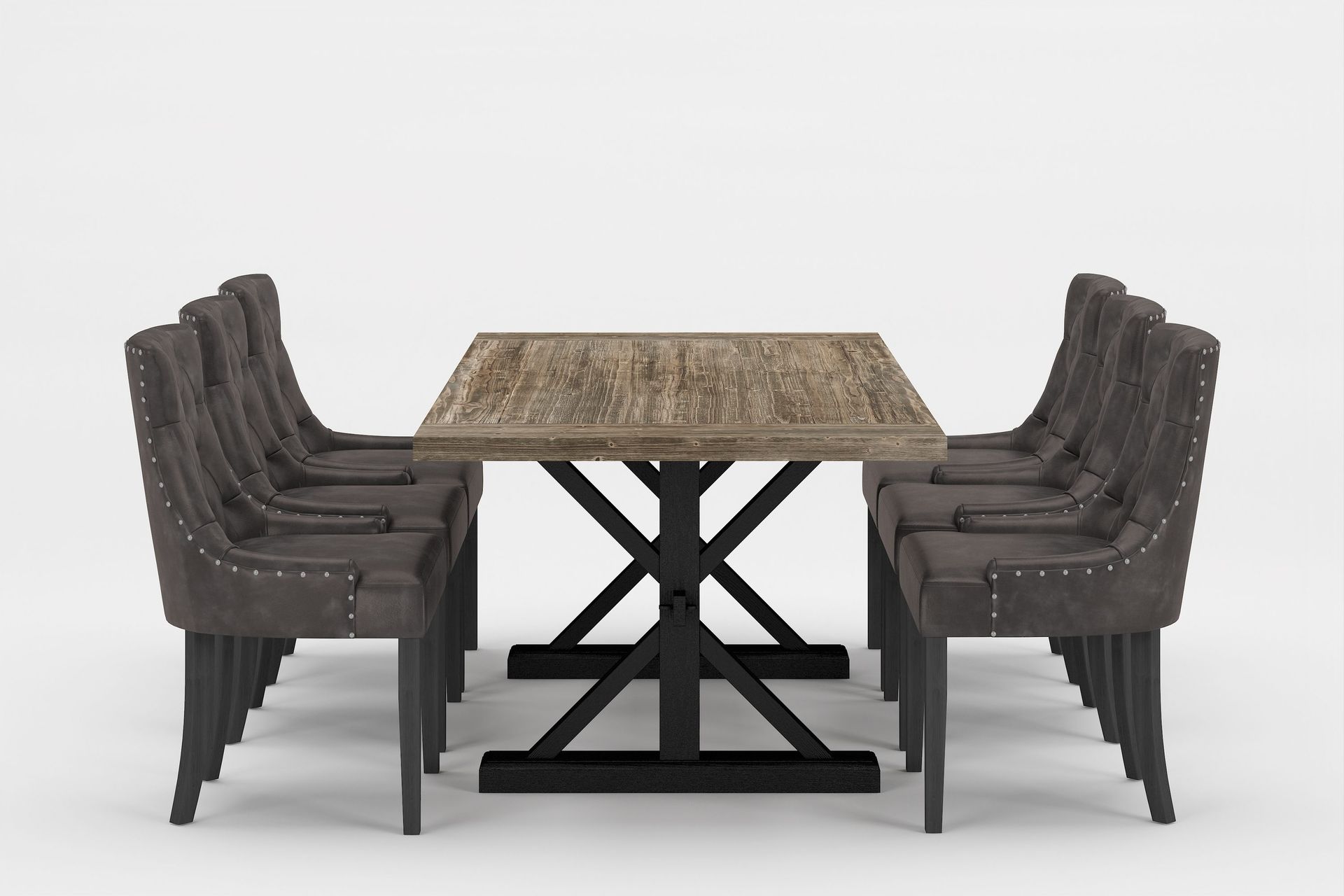 Lyon Premium Matgrupp 200-290 cm + 6 Tuva Stolar - Brun/Svart