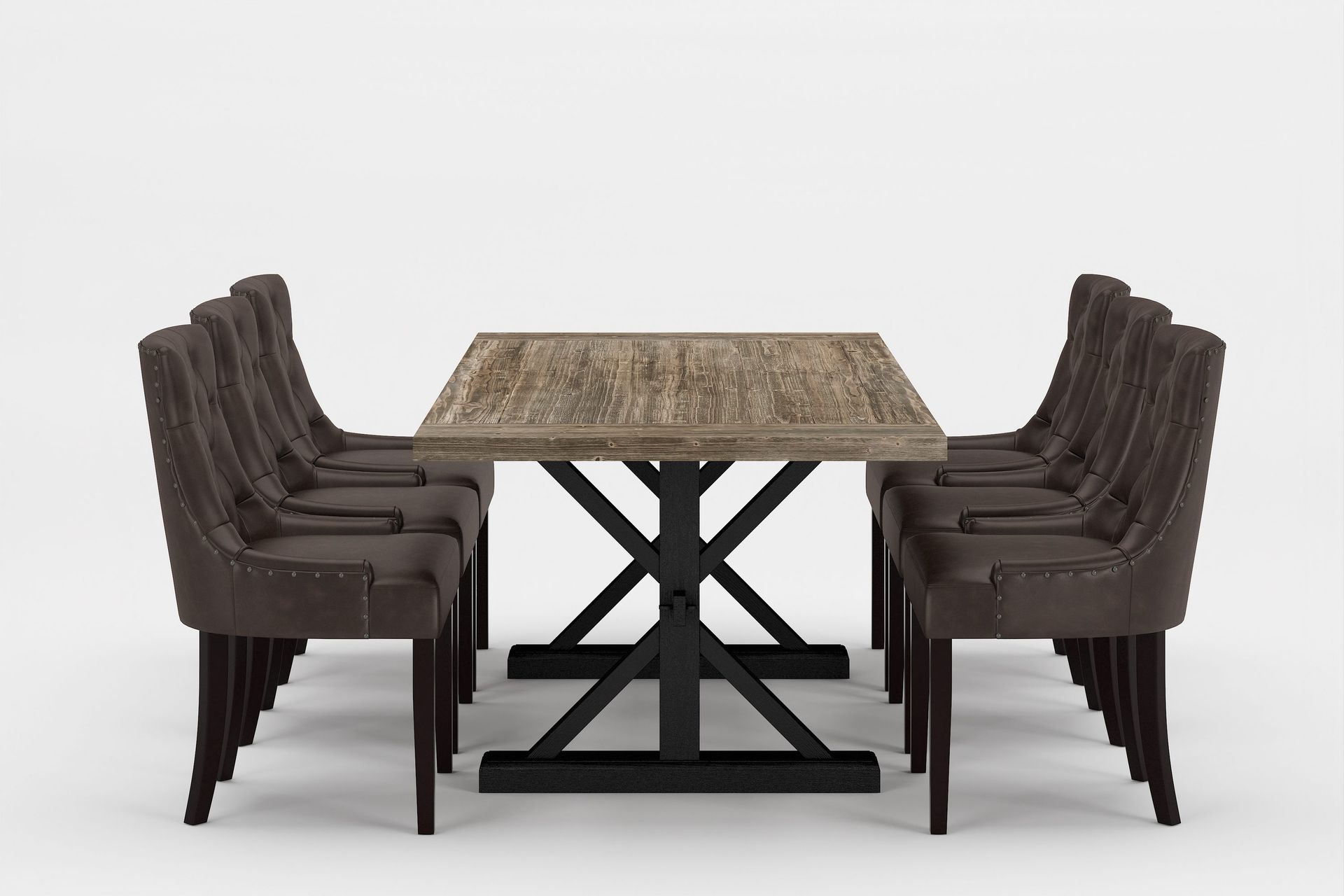 Lyon Premium Matgrupp 200-290 cm + 6 Tuva Stolar - Brun/Svart
