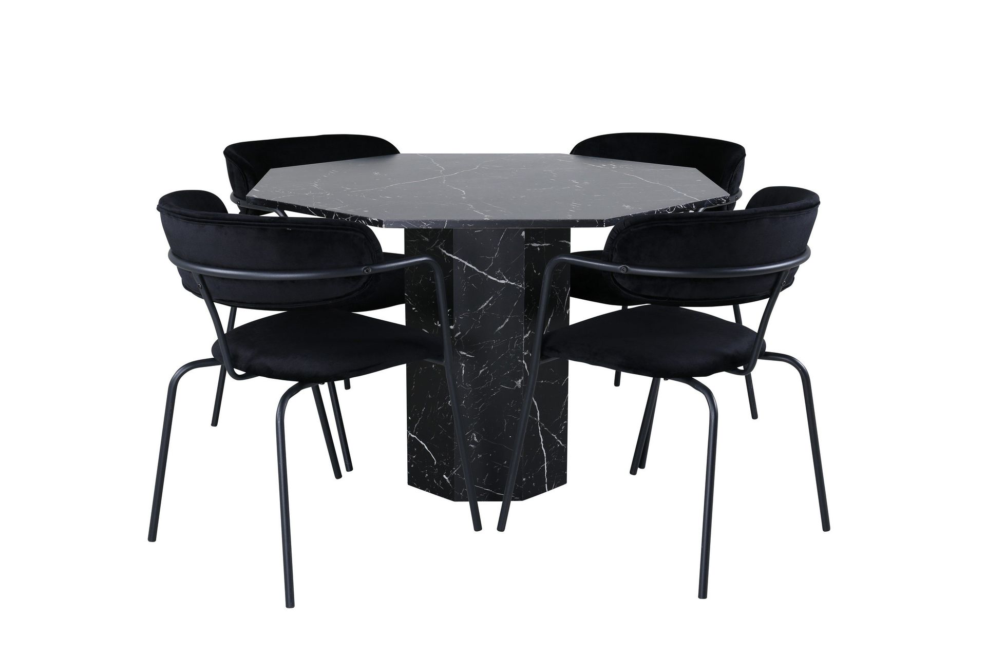 Marbs Matgrupp 110 cm Rund med 4 Arrow stolar - Svart