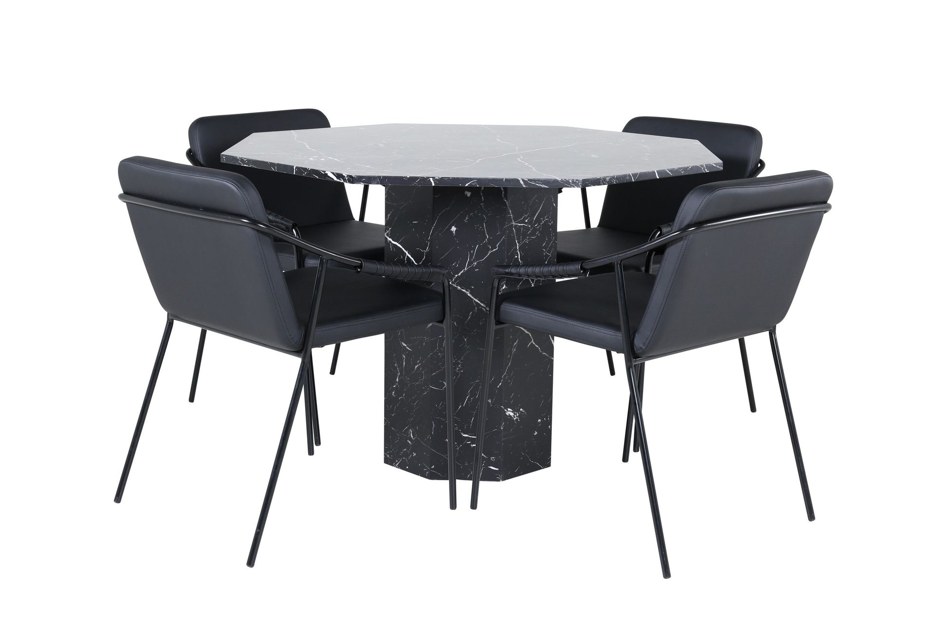 Marbs Matgrupp 110 cm Rund med 4 Tvista stolar - Svart
