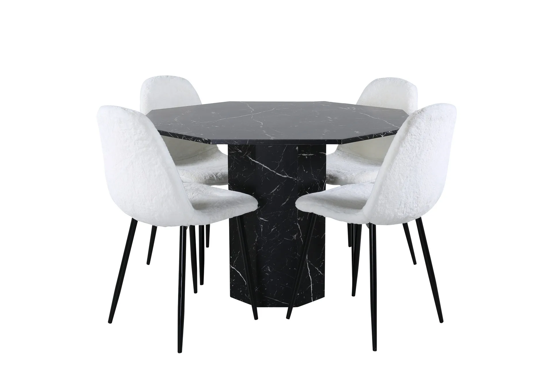 Marbs Matgrupp 110 cm Rund med 4 Polar stolar - Svart