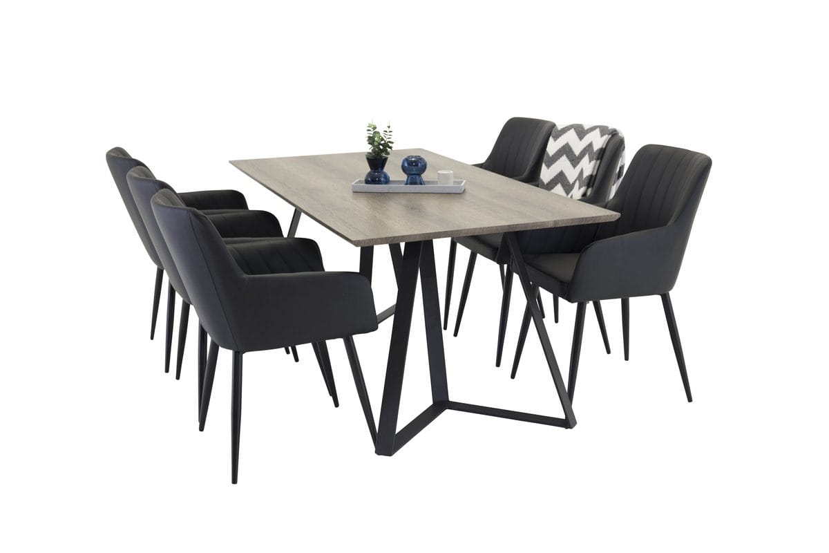 Marina Matbord 180 cm med 6 Comfort Karmstol -