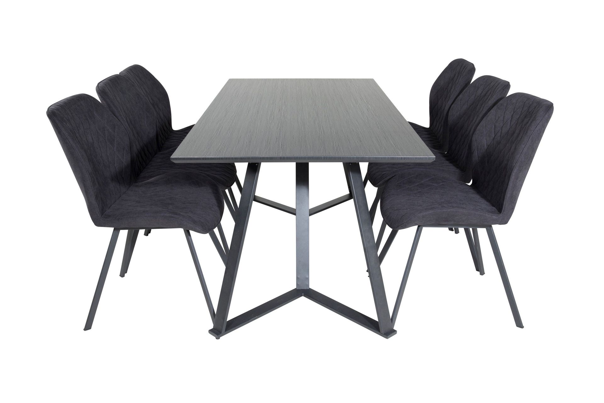 Marina Matgrupp 180 cm Rektangul&auml;r med 6 Gemma stolar - Svart