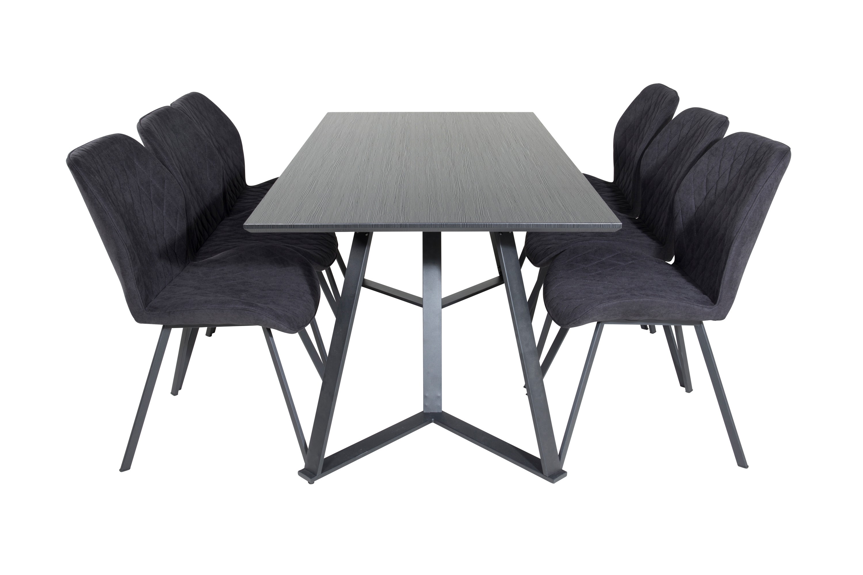 marina matgrupp 180 cm rektangulär med 6 gemma stolar - svart