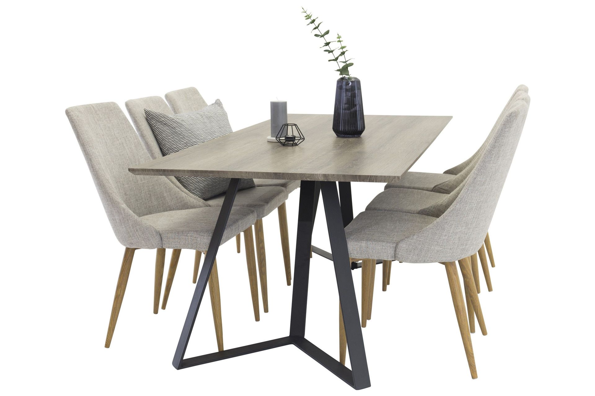 marina matgrupp 180 cm rektangulär med 6 leone stolar - svart