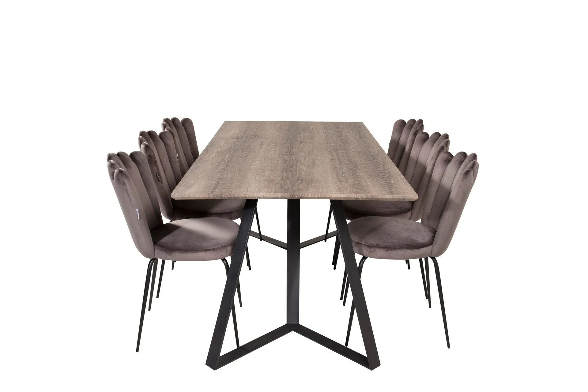 Marina Matgrupp 180 cm Rektangul&auml;r med 6 Limhamn stolar - Svart