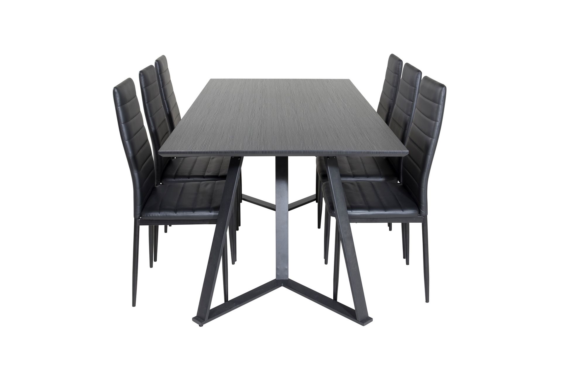 Marina Matgrupp 180 cm Rektangul&auml;r med 6 Slim stolar - Svart