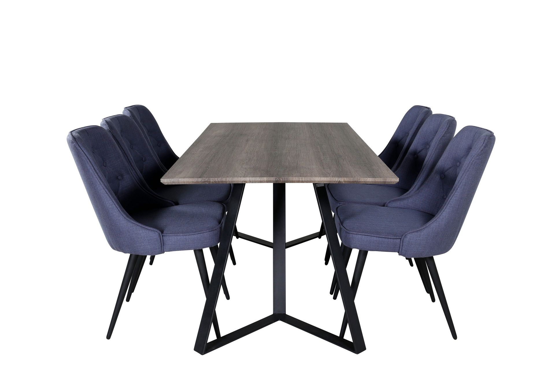 Marina Matgrupp 180 cm Rektangul&auml;r med 6 Velvet Deluxe stolar - Svart
